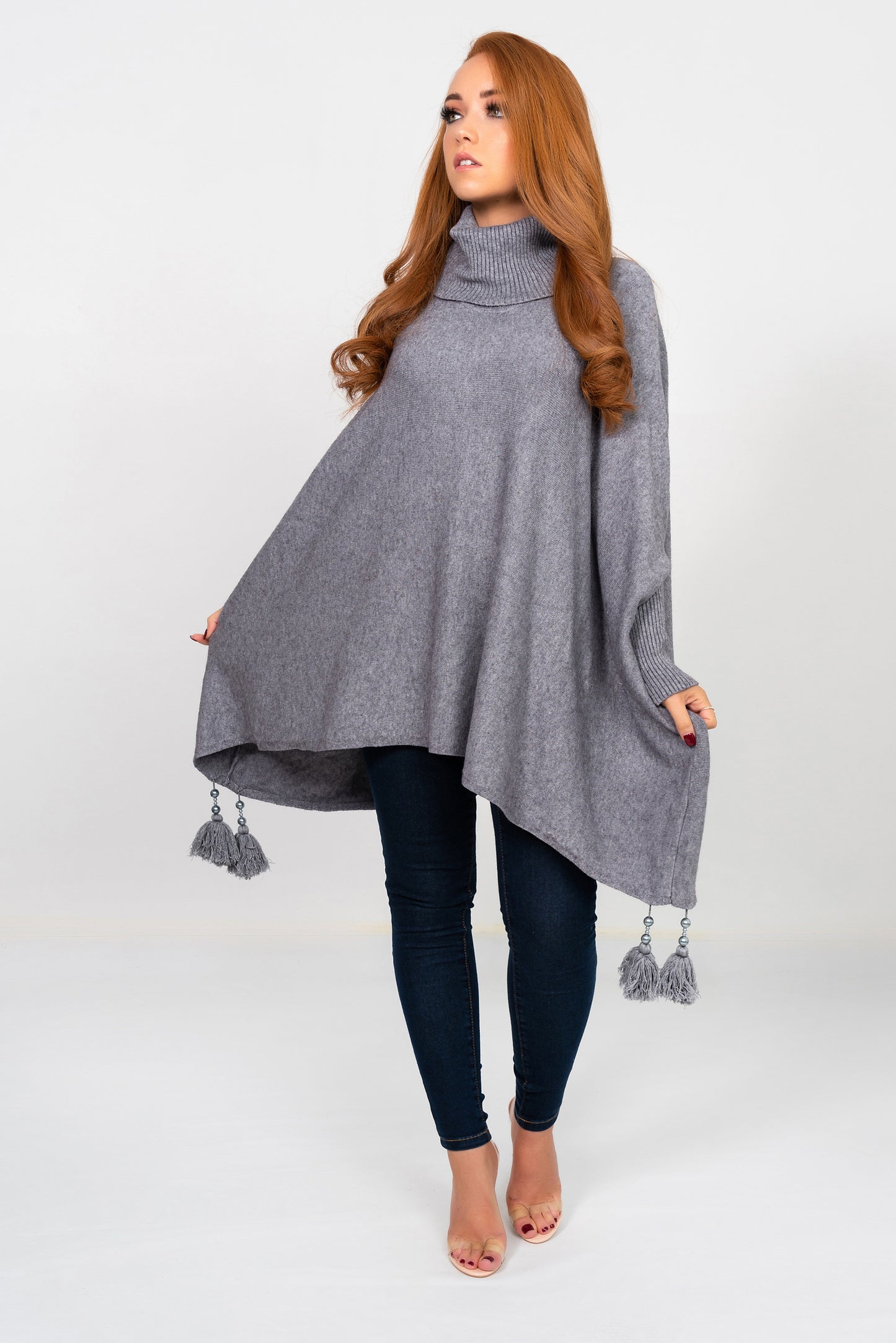 Pomi Roll Neck Luxury Jumper Grey
