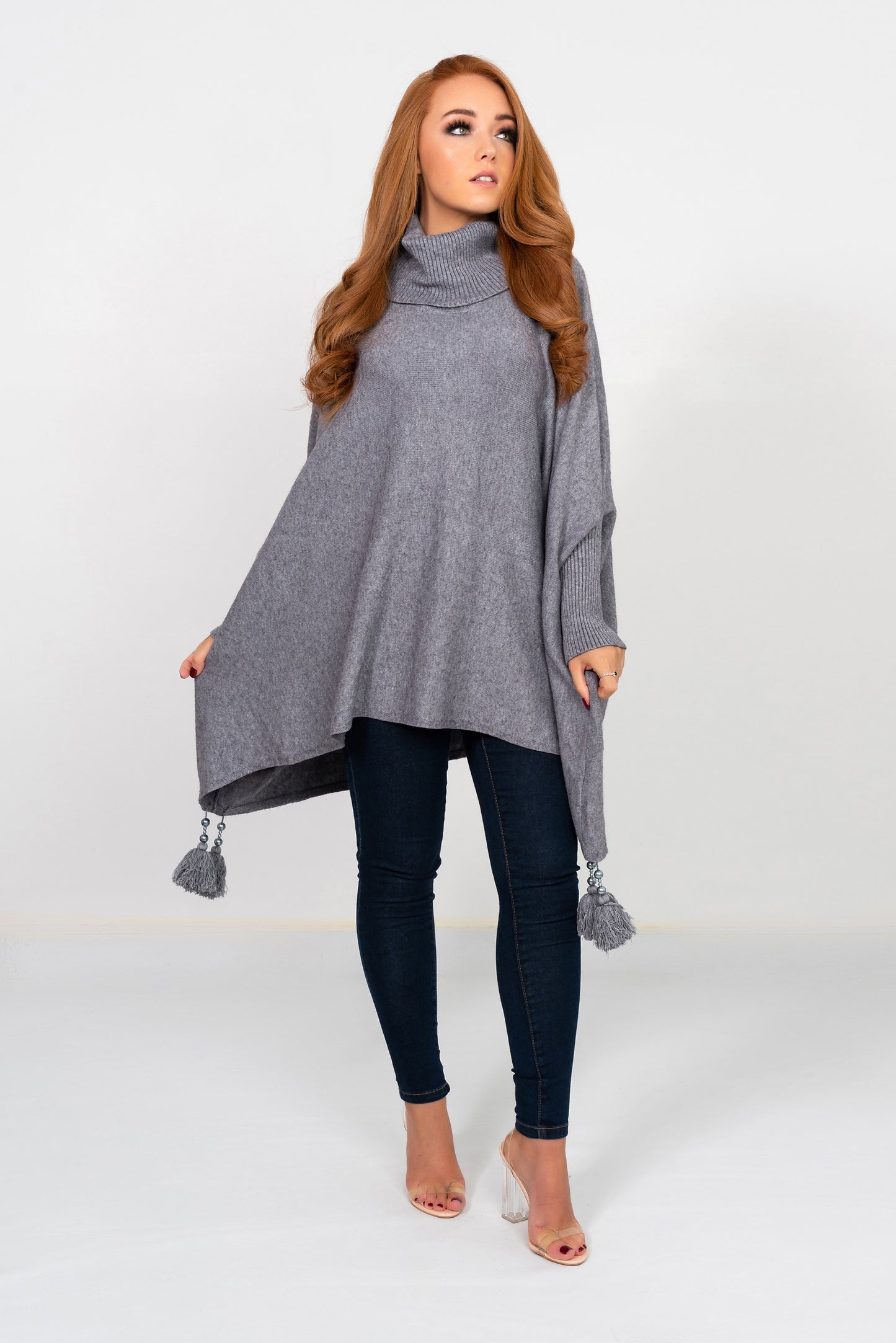 Pomi Roll Neck Luxury Jumper Grey