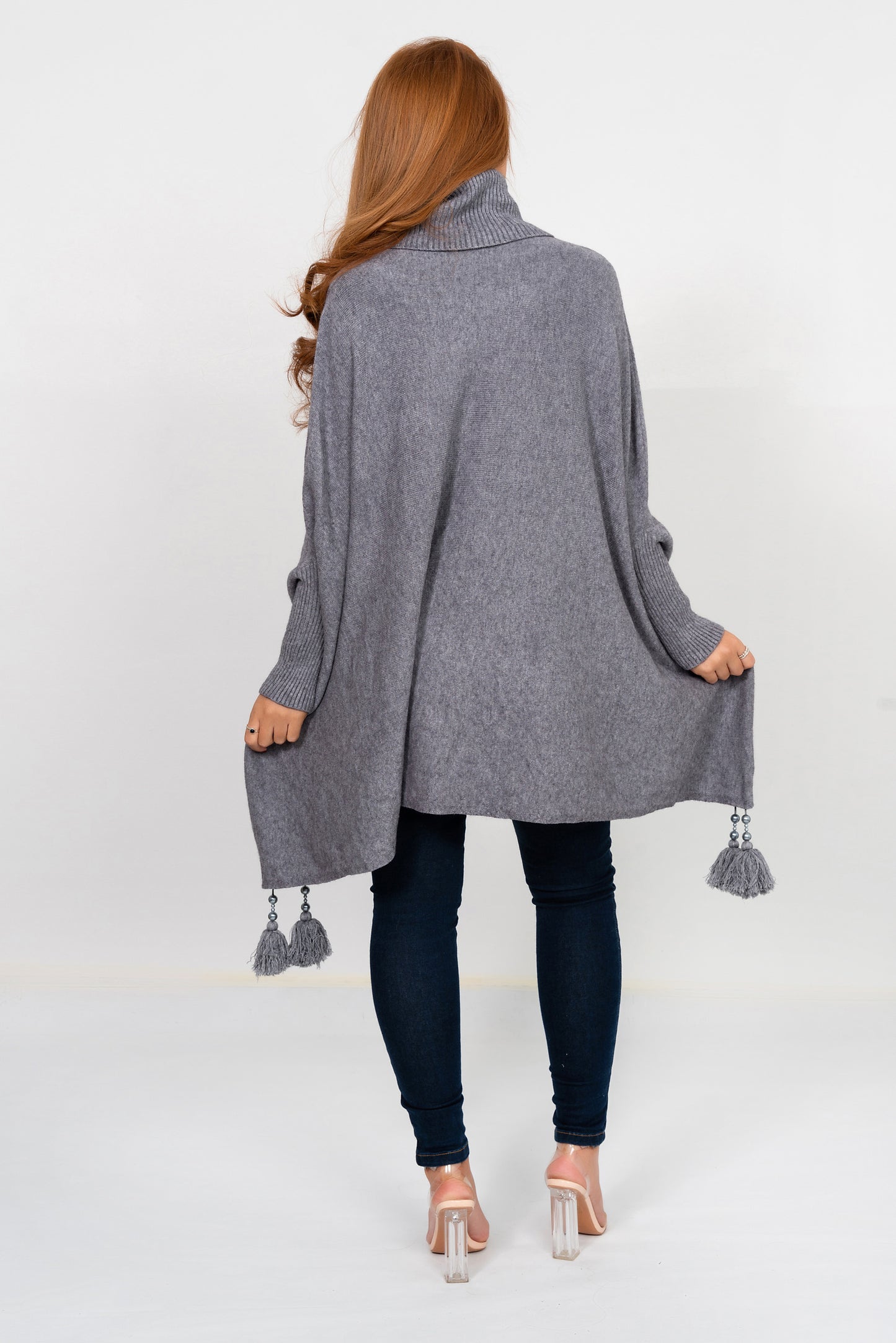 Pomi Roll Neck Luxury Jumper Grey