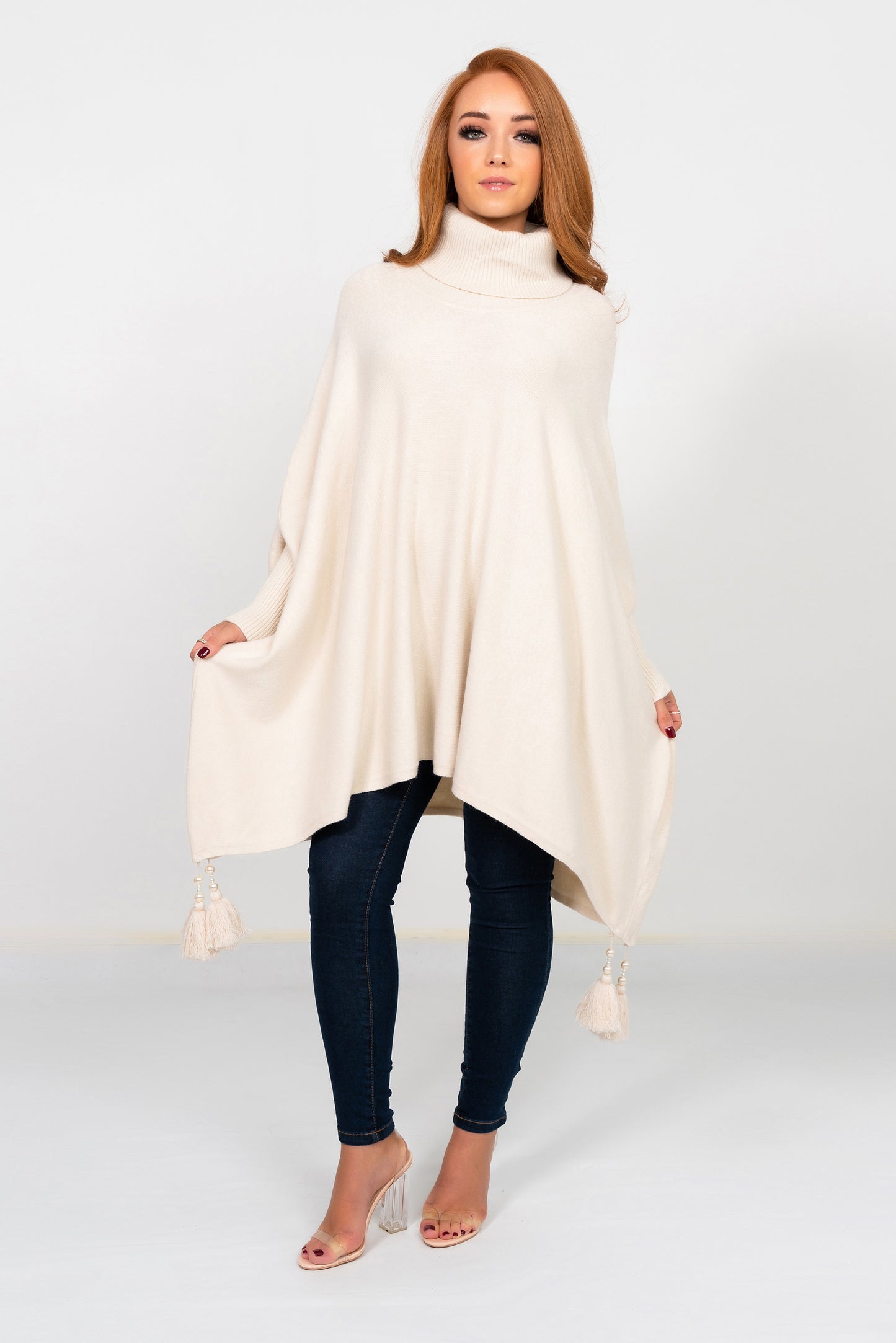 Pomi Roll Neck Luxury Jumper Cream