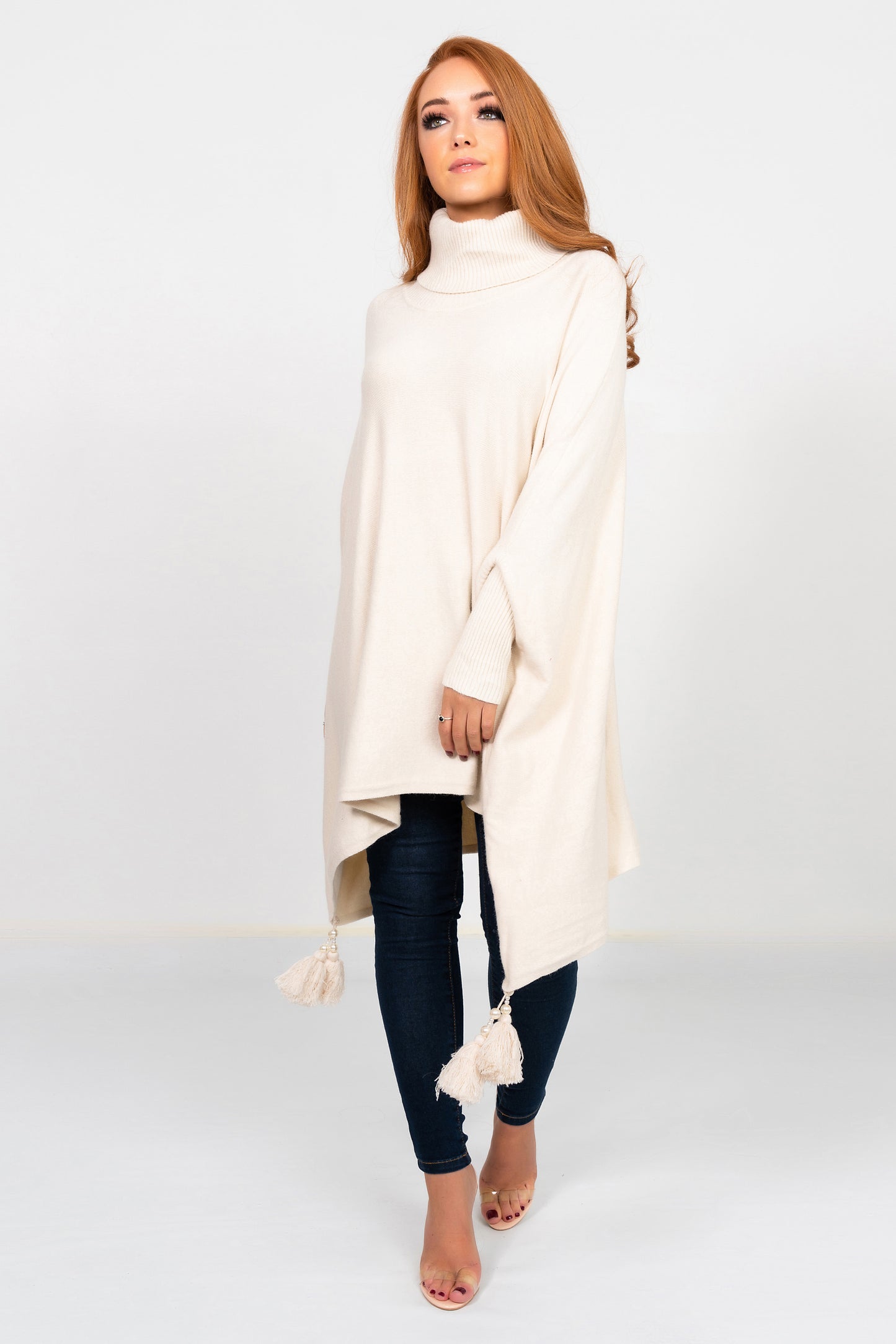 Pomi Roll Neck Luxury Jumper Cream