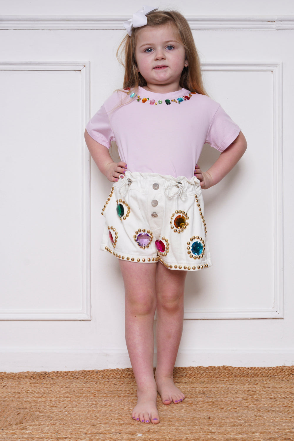 Mini Attire Diamanté Short White