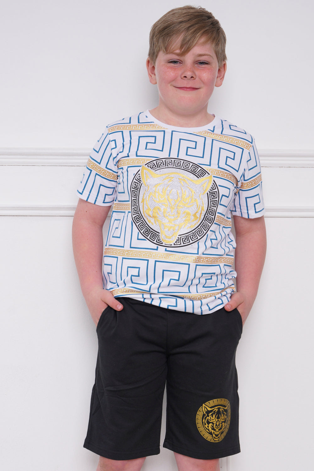 Mini Attire Boys Tiger Set White
