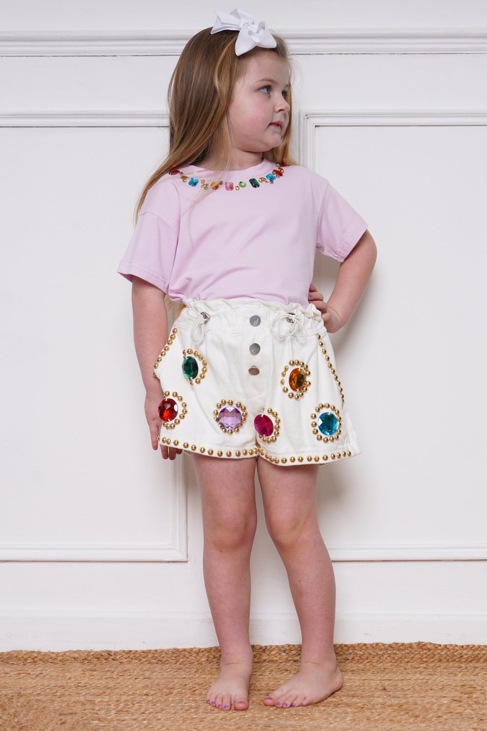 Mini Attire Diamanté Short White