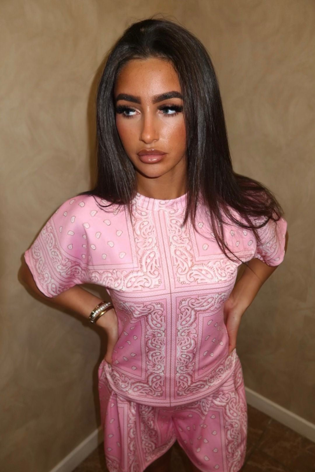 Paisley Top & Short Set Pink