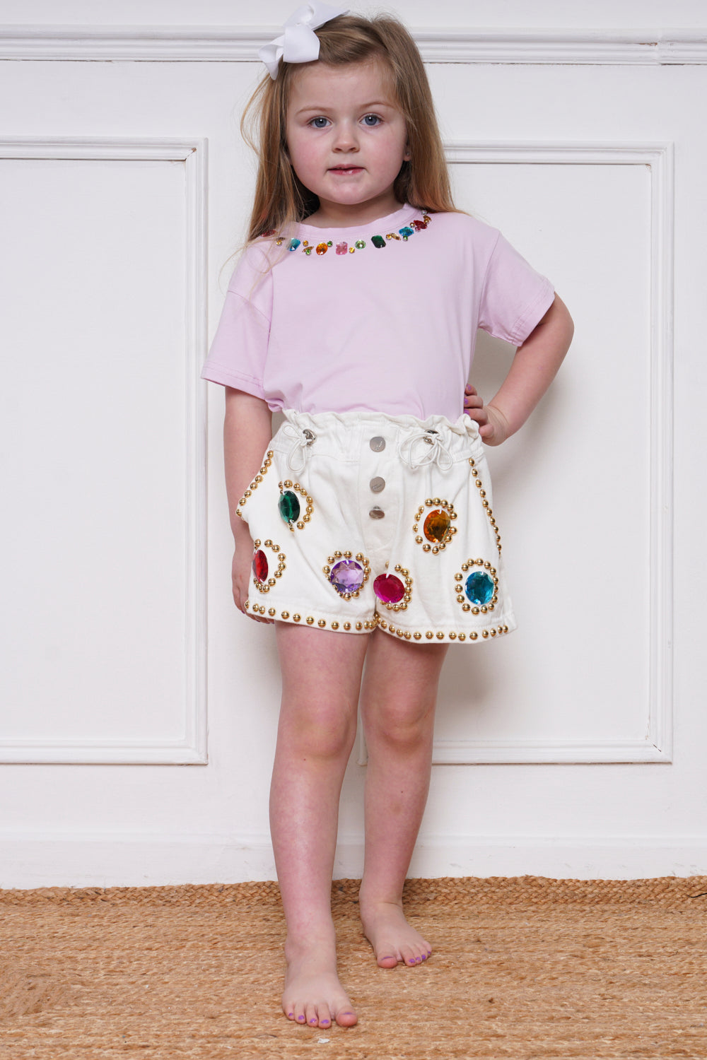 Mini Attire Diamanté Short White