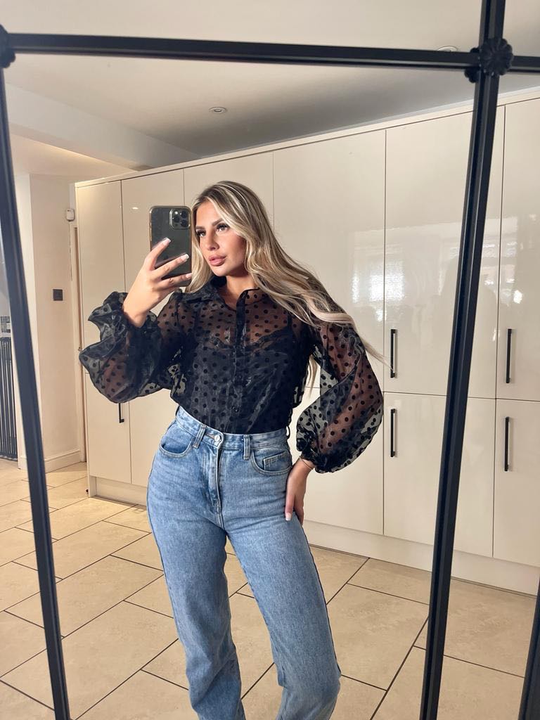 Dotty Long Sleeve Sheer Shirt