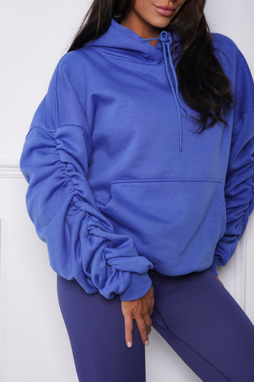 Oversized Ruched Hoody Blue