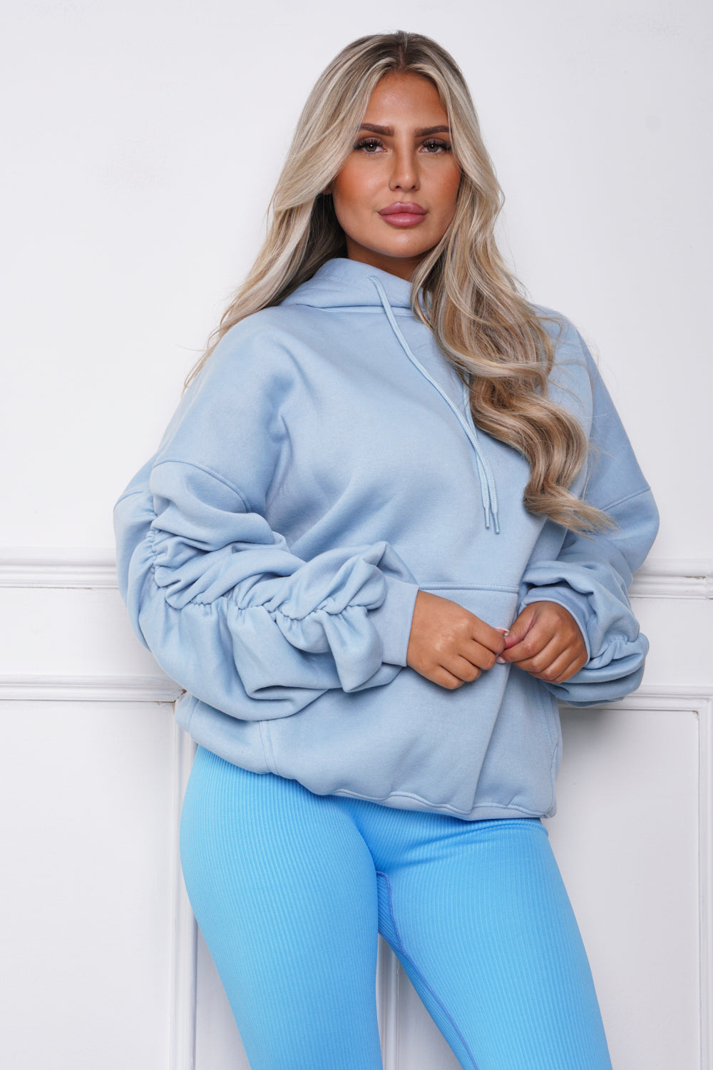 Oversized Ruched Hoody Sky