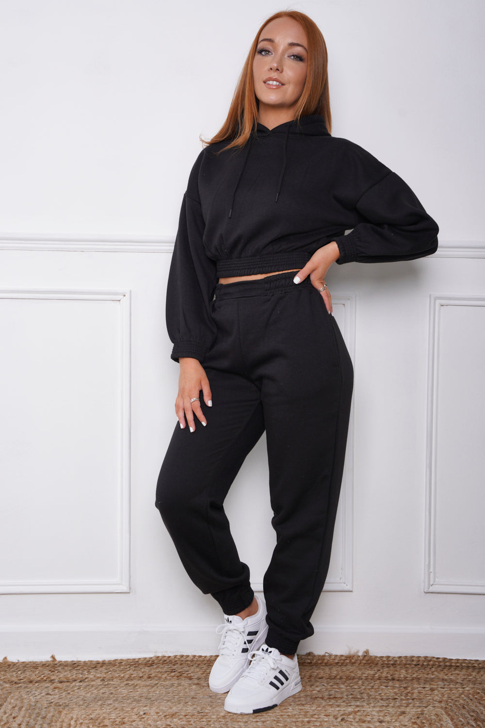 Sadie Hooded Drawstring Jogsuit Black