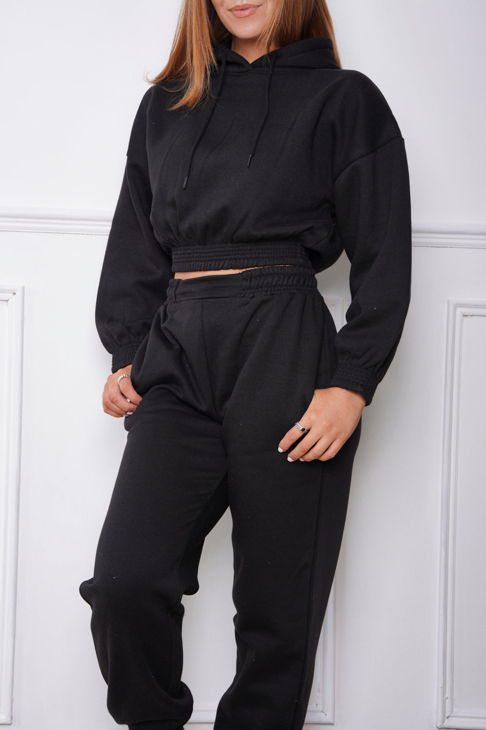 Sadie Hooded Drawstring Jogsuit Black