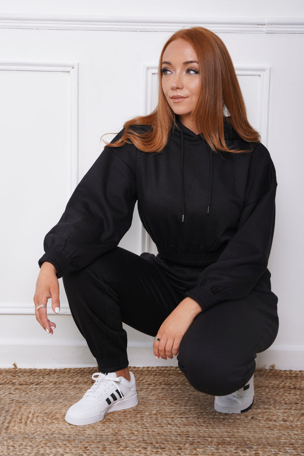Sadie Hooded Drawstring Jogsuit Black