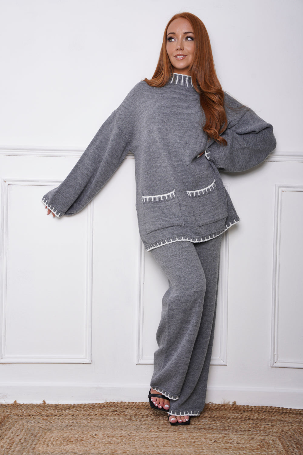 Ember Knitted Jumper & Trouser set Grey