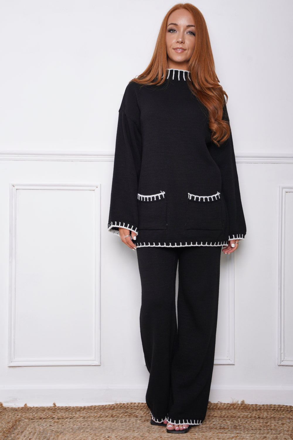 Ember Knitted Jumper & Trouser Set Black