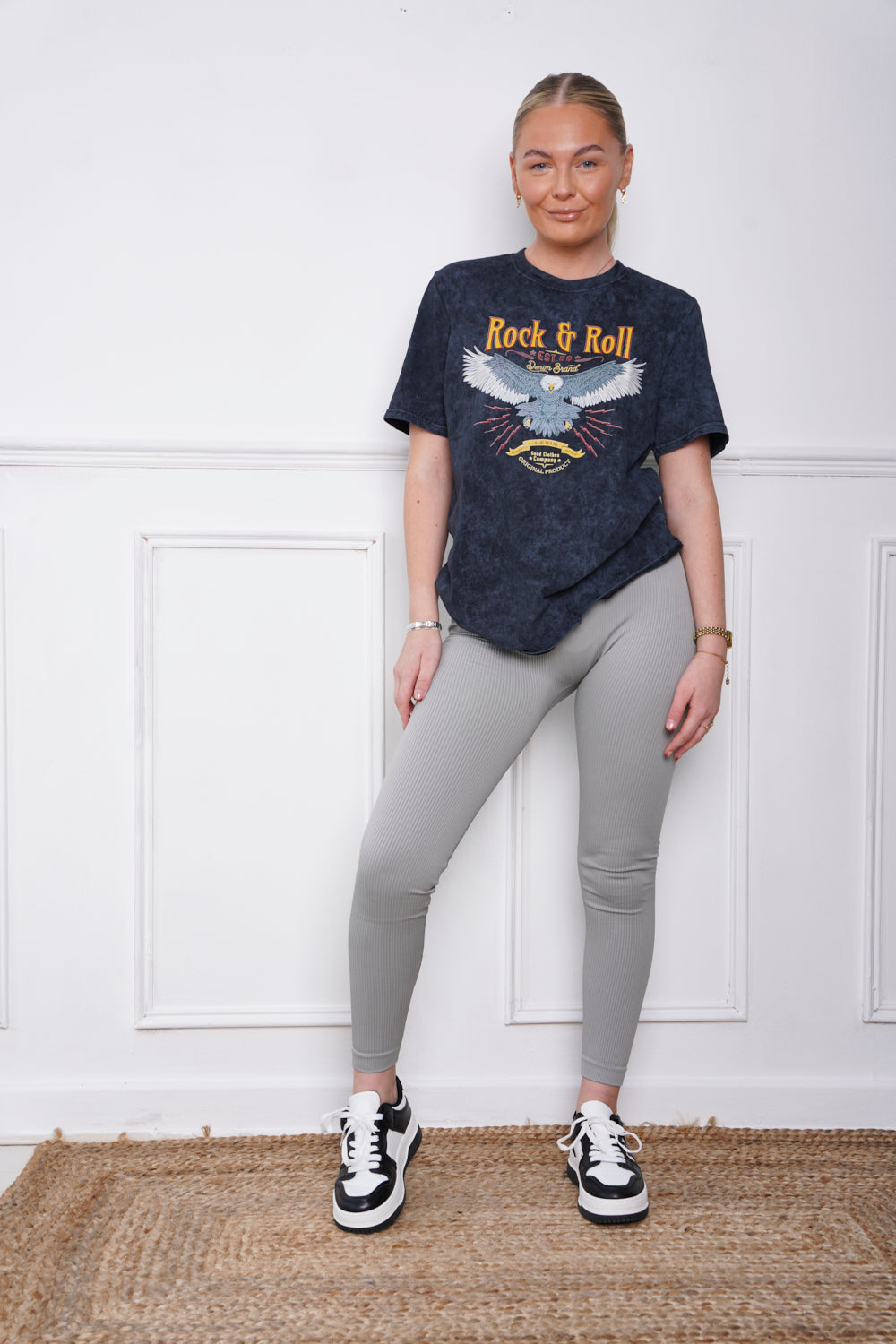 High Waist Thick Rib Leggings Grey