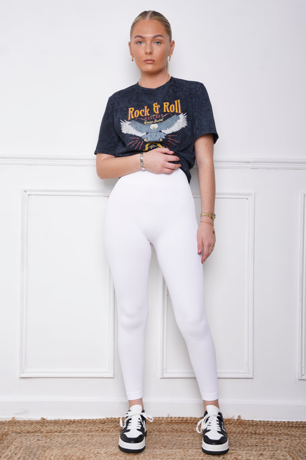 High Waist Ruched Bum Leggings White
