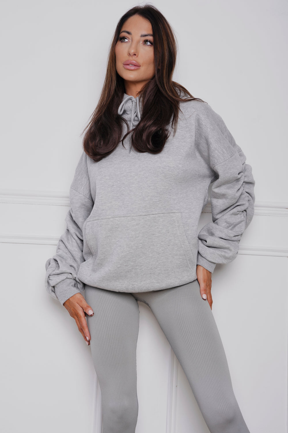 Frankie Oversized Ruched hoody & Legging Set Grey