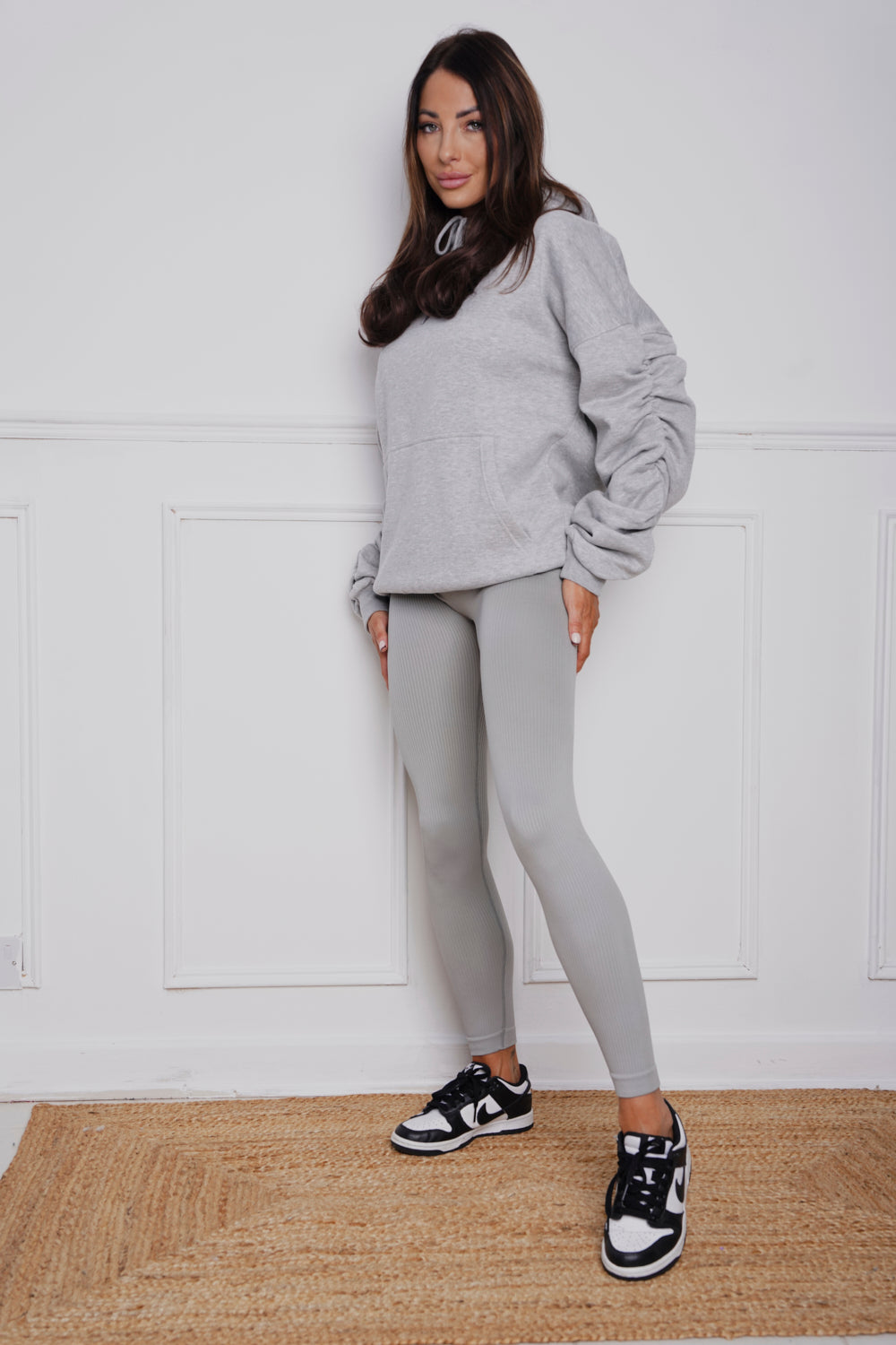 Frankie Oversized Ruched hoody & Legging Set Grey