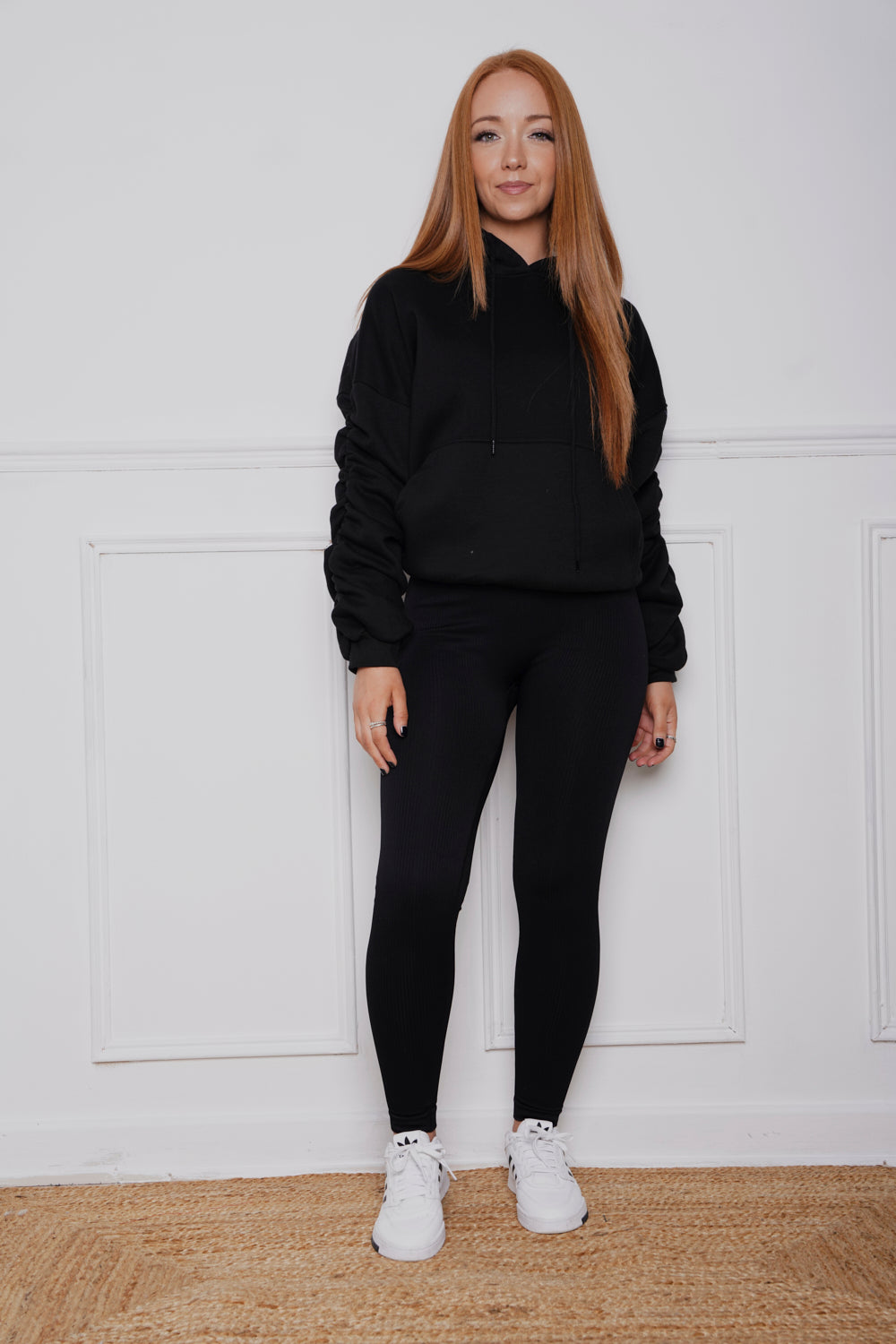 Frankie Oversized Ruched hoody & Legging Set Black