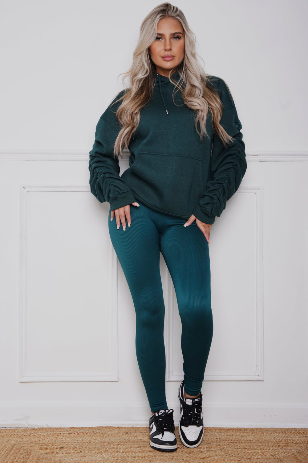 Oversized Ruched hoody & Legging Set Jade