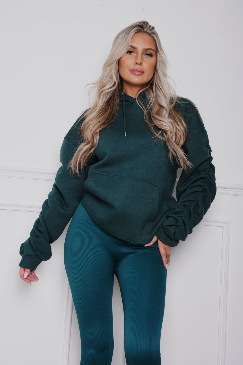 Oversized Ruched hoody & Legging Set Jade