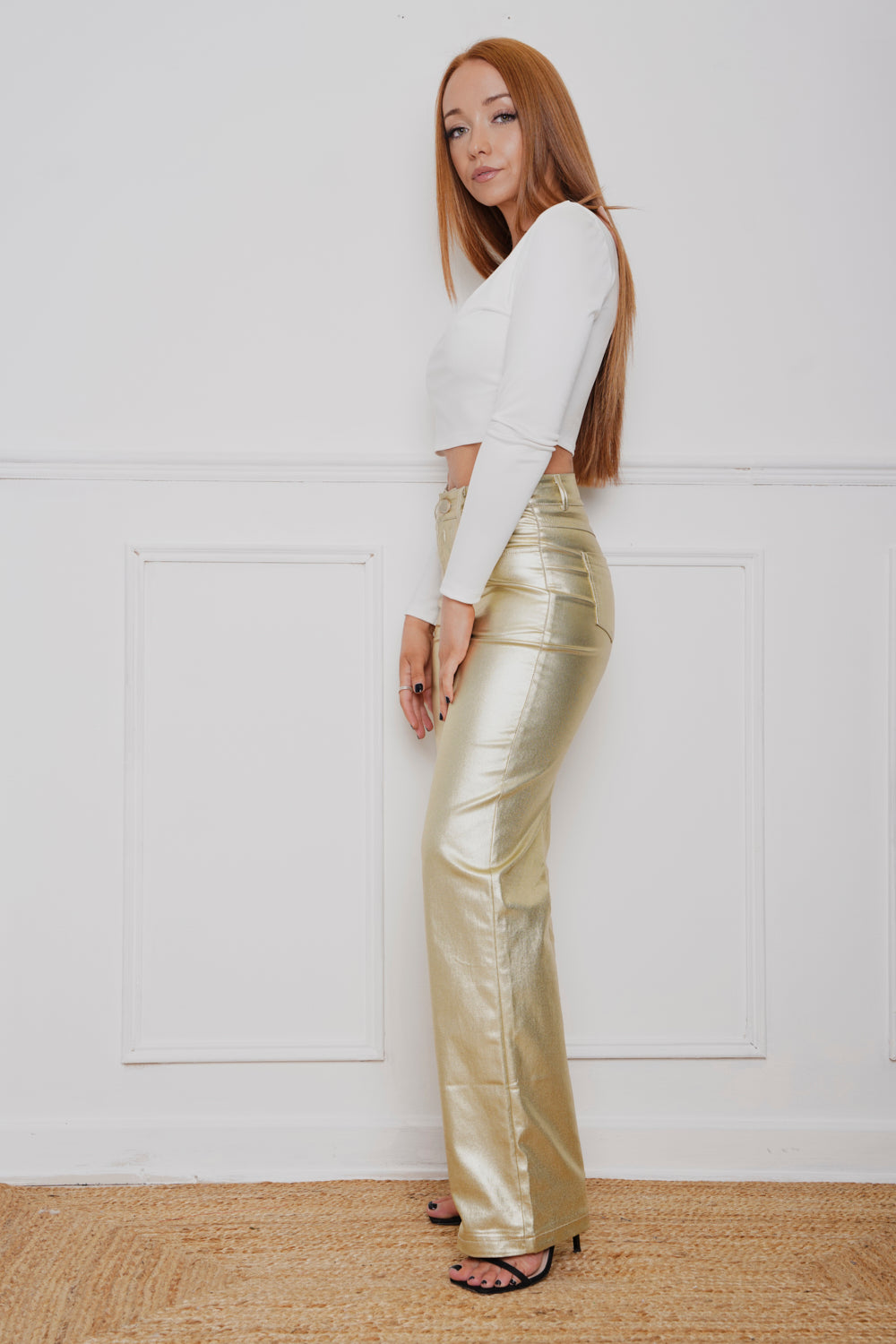 High Waist Metallic Gold Jean