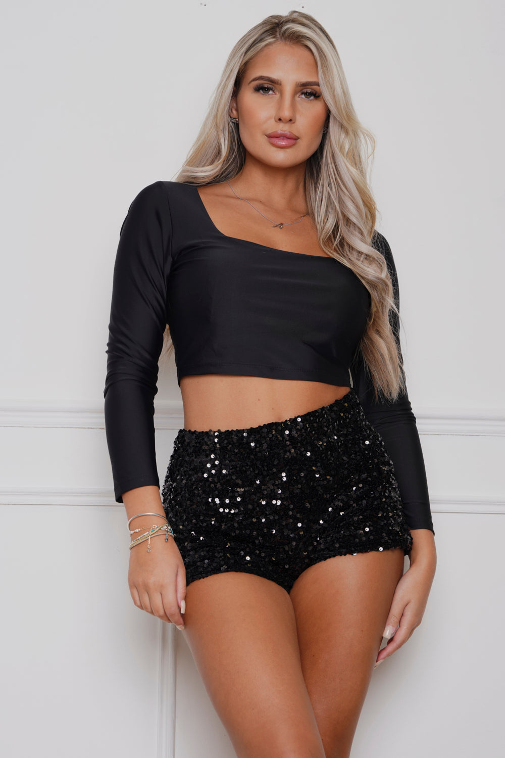 Shimmer Nights Sequin Hot pant Black