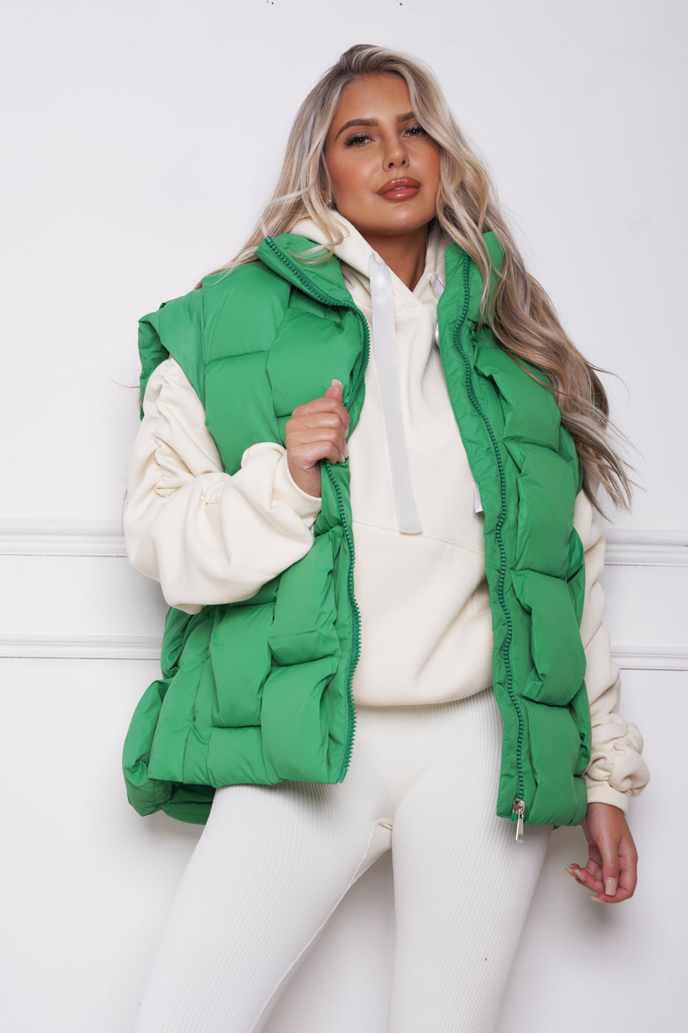Dova Luxury Quilted Gillet Green