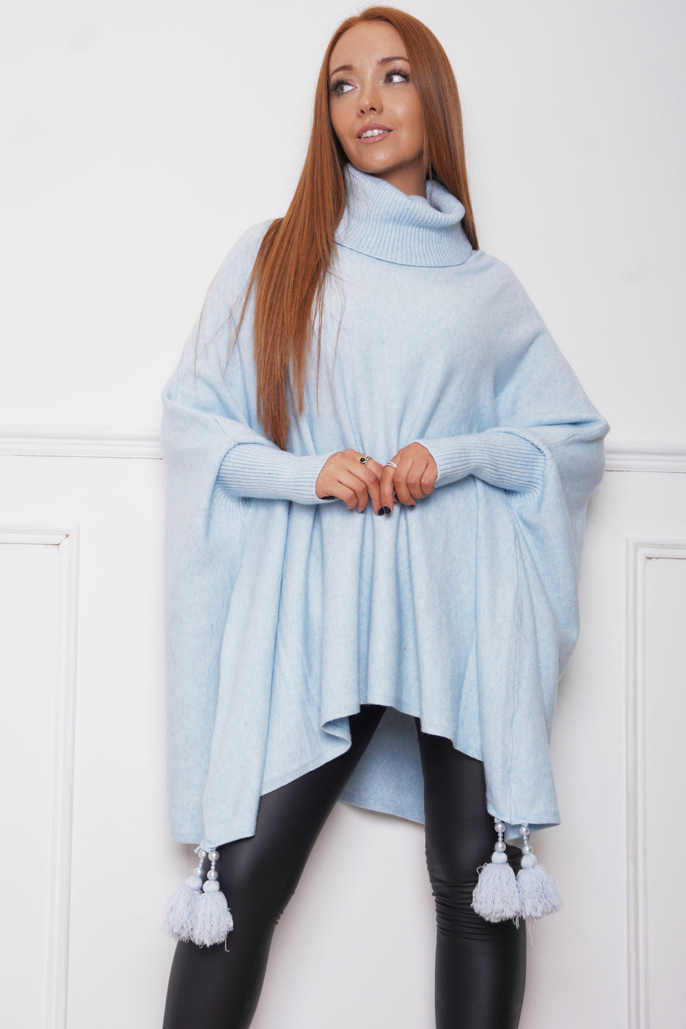 Pomi Roll Neck Luxury Jumper Sky