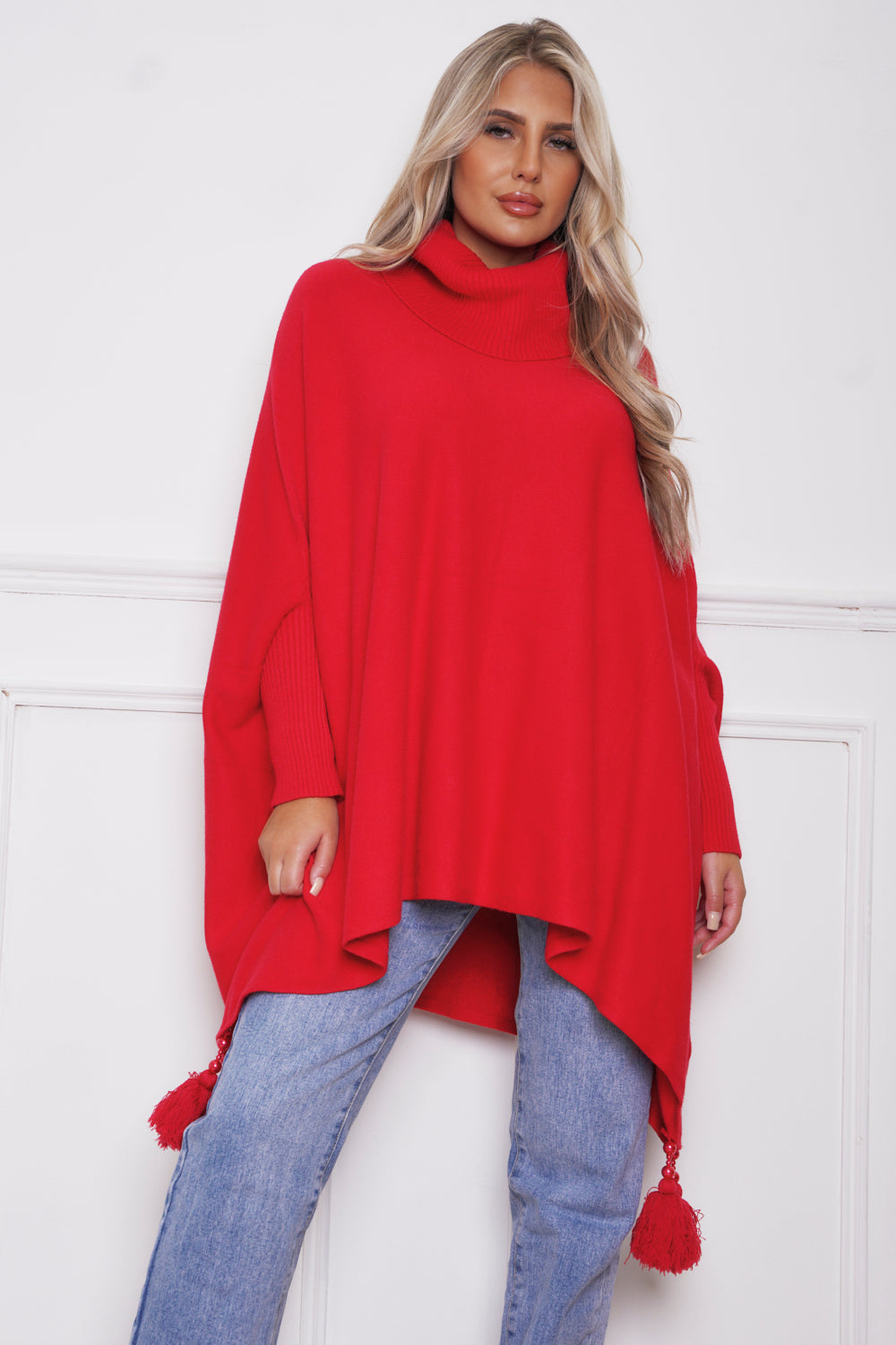 Pomi Roll Neck Luxury Jumper Red
