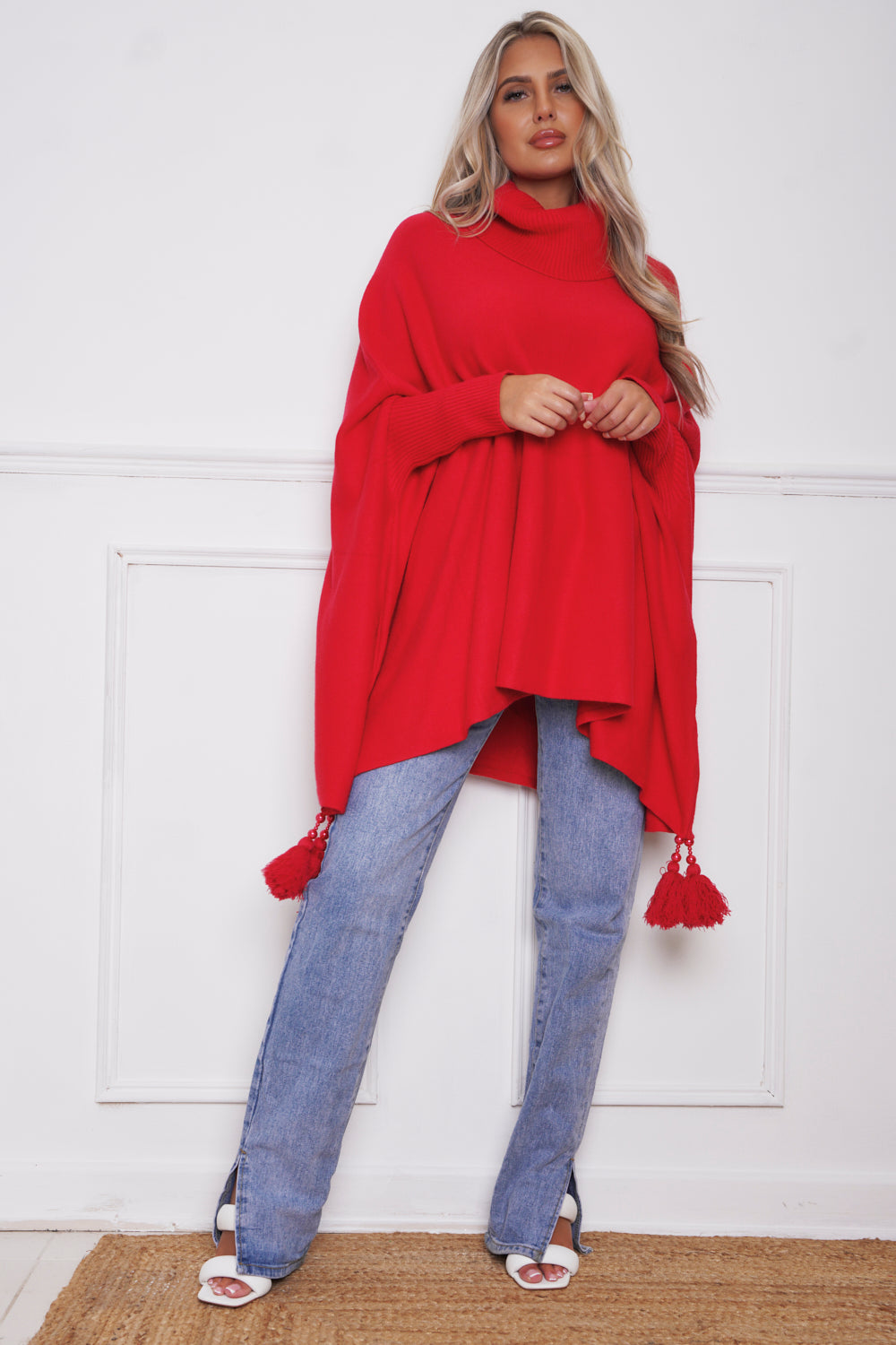 Pomi Roll Neck Luxury Jumper Red