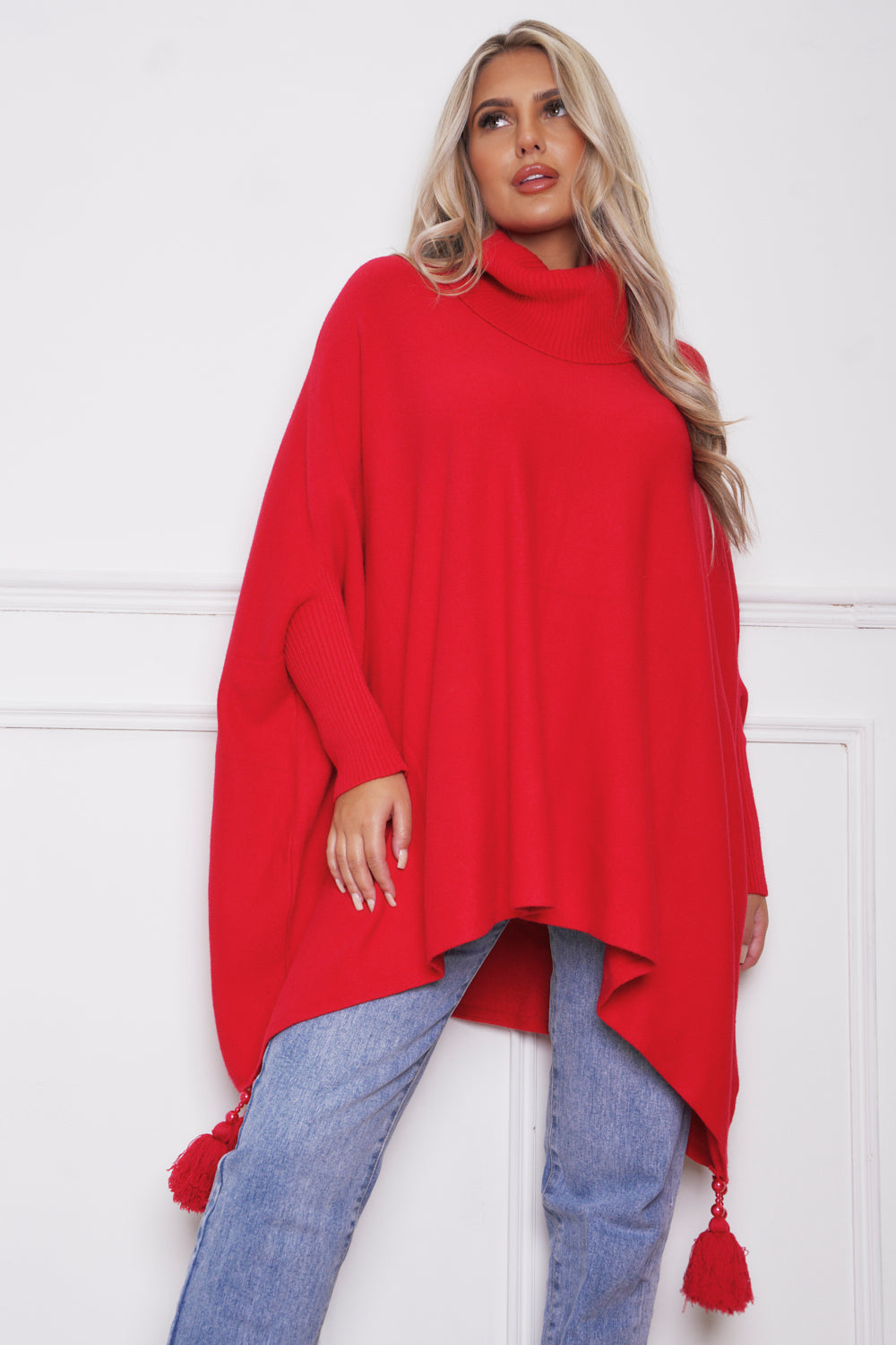 Pomi Roll Neck Luxury Jumper Red
