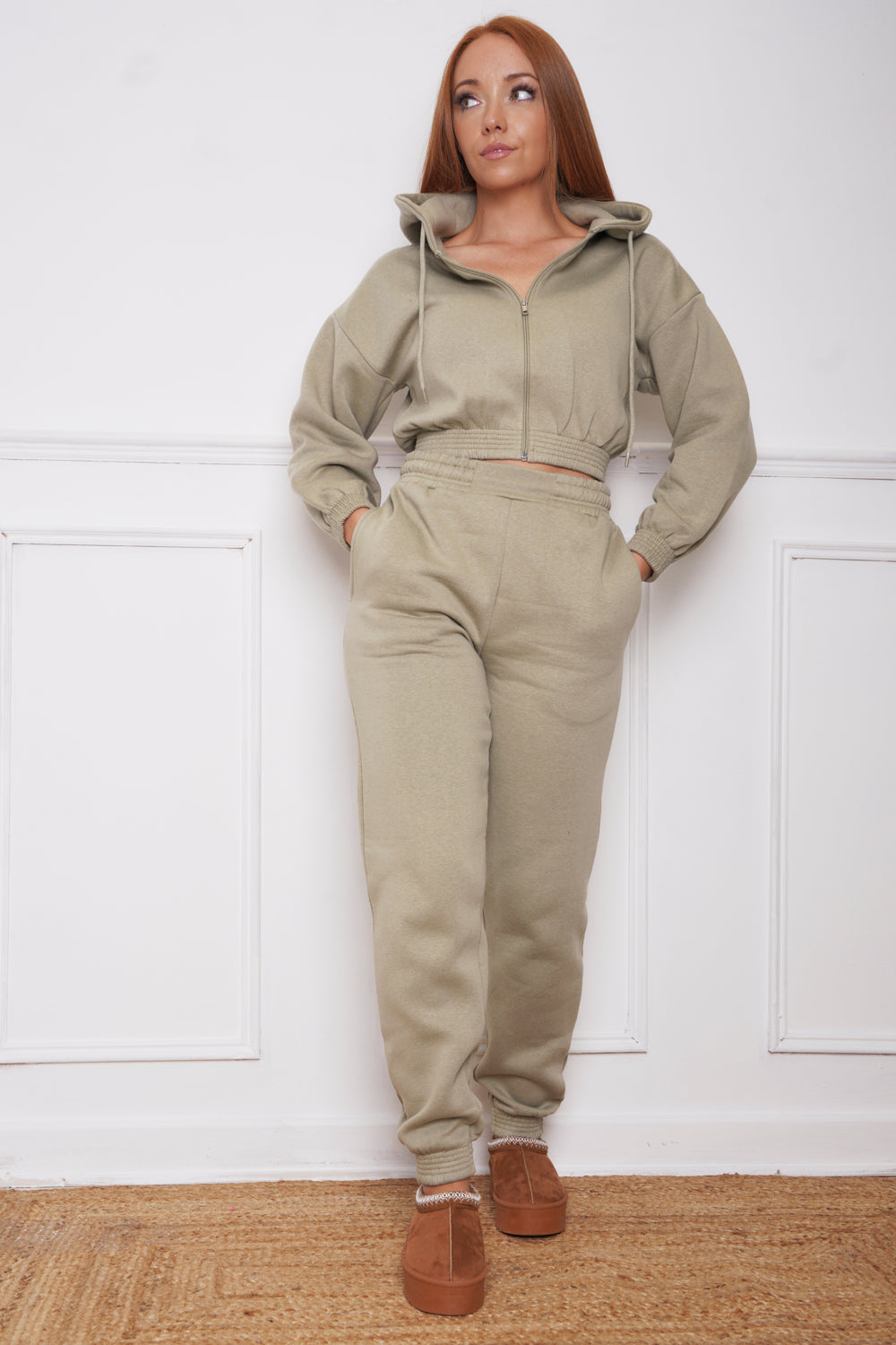 Jayde Hooded Zip Up Jogsuit Sage