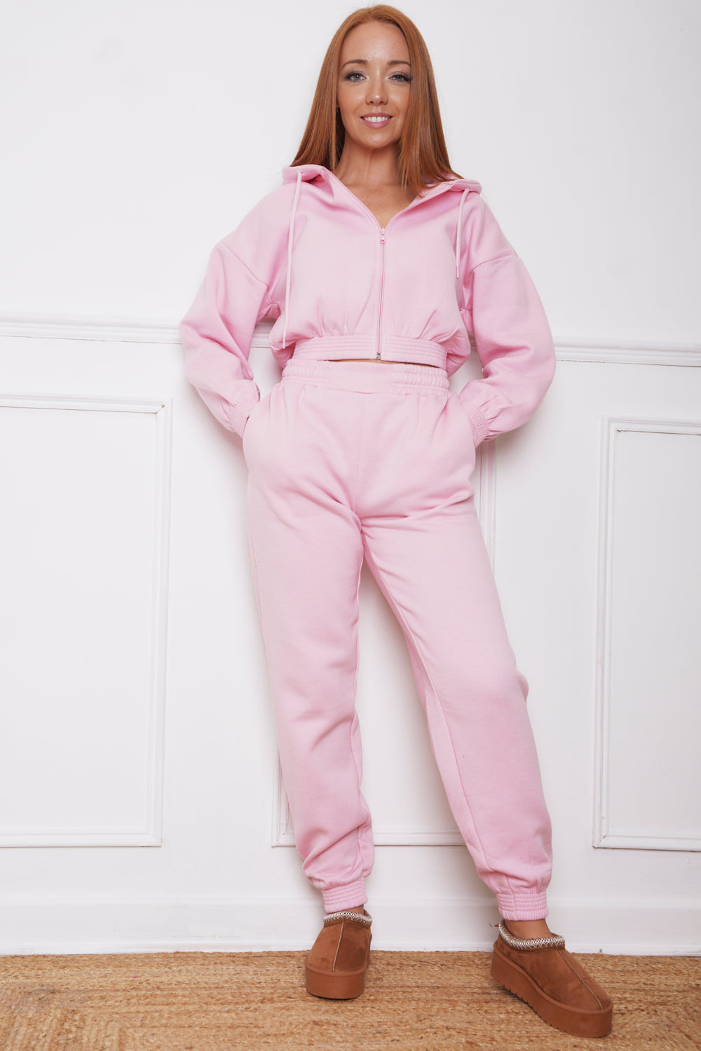 Jayde Hooded Zip Up Jogsuit Pink
