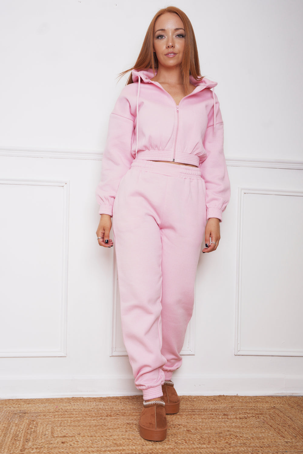 Jayde Hooded Zip Up Jogsuit Pink