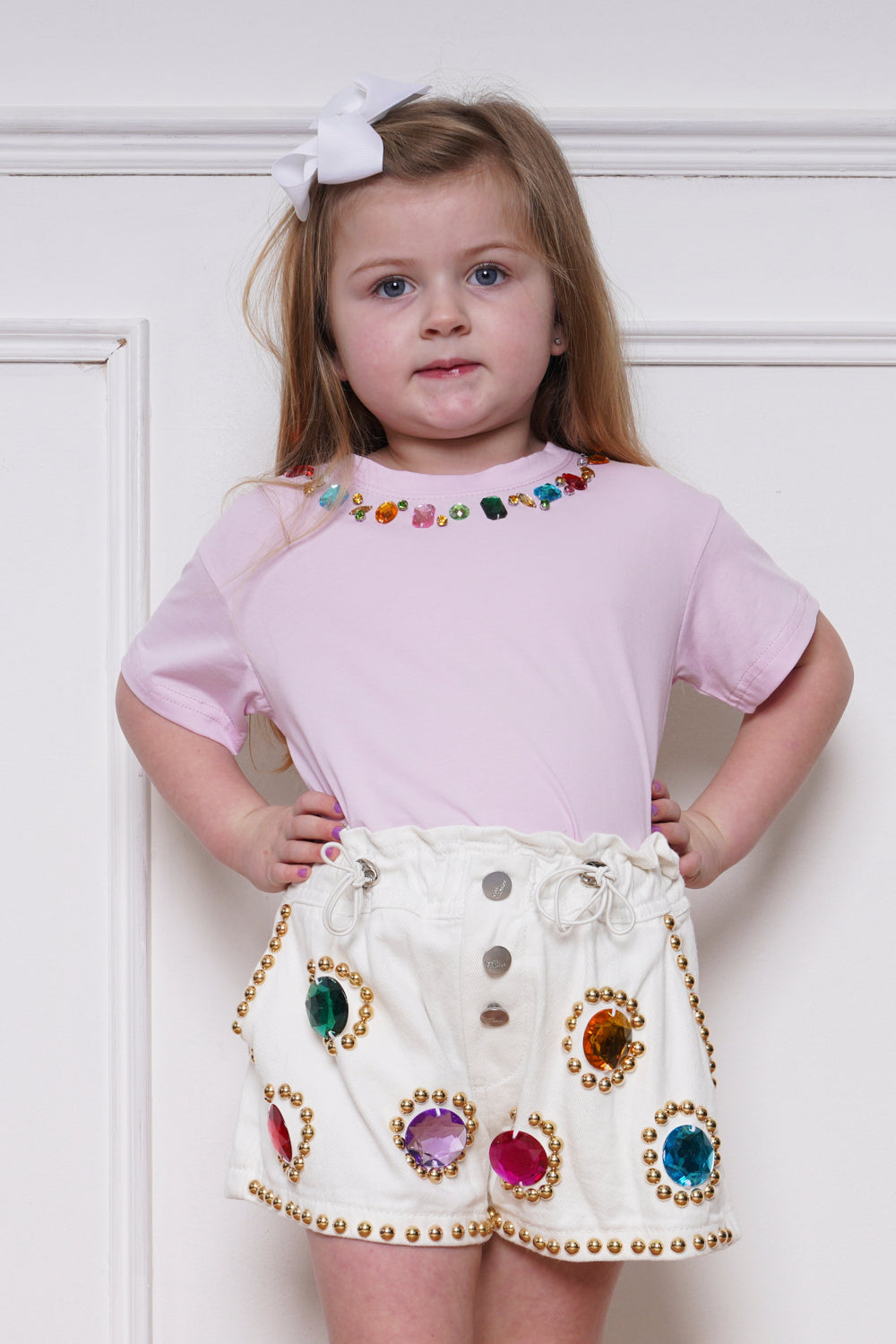 Mini Attire Diamanté Short White