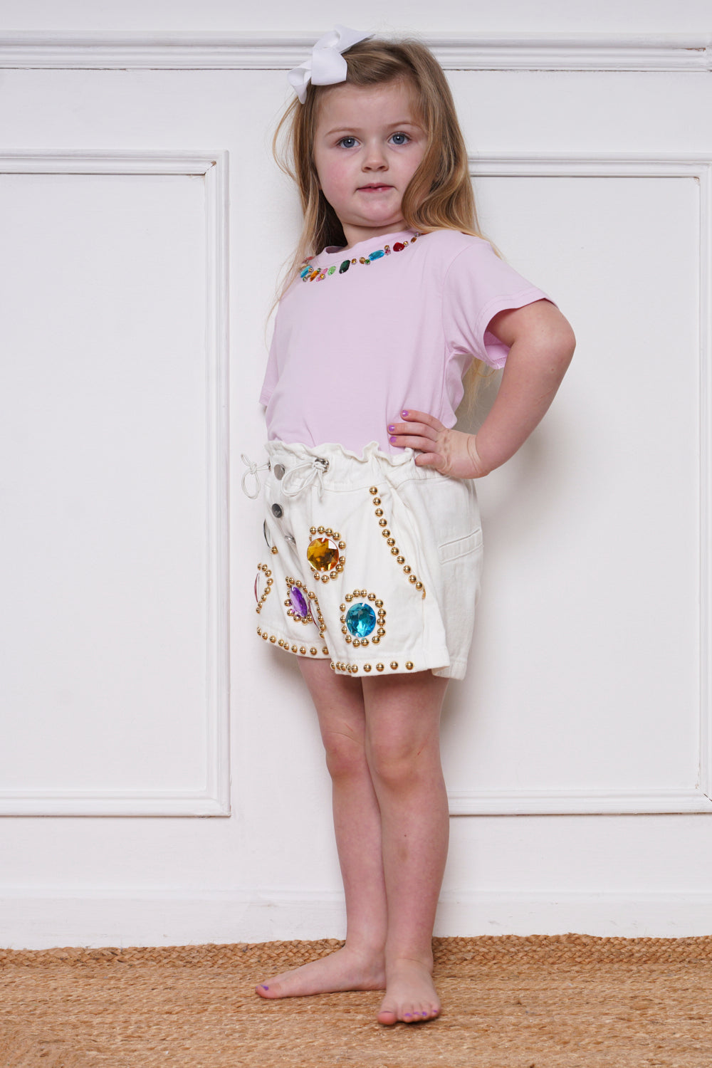 Mini Attire Diamanté Short White