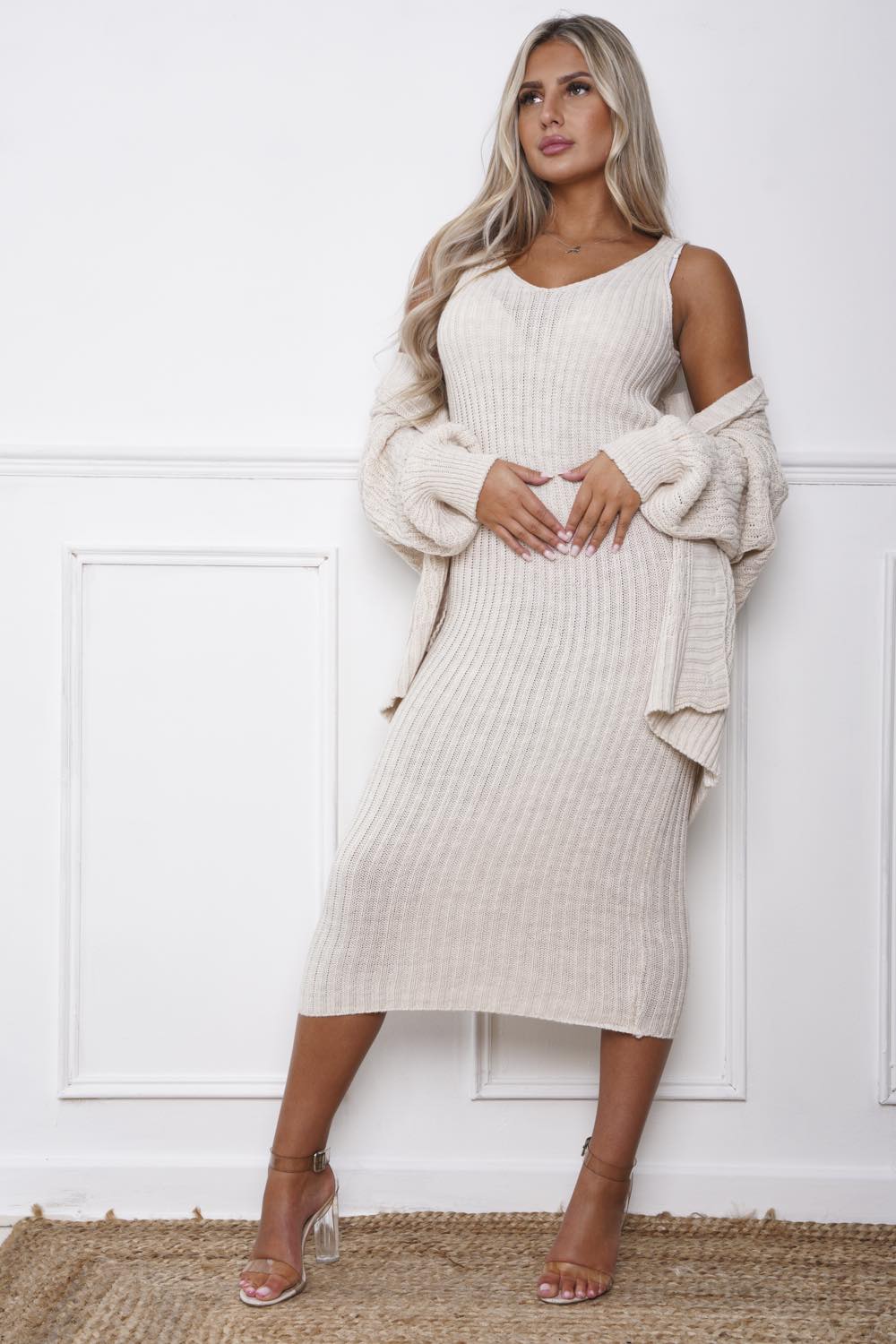 Luella Cardigan & Dress Co Ord Cream