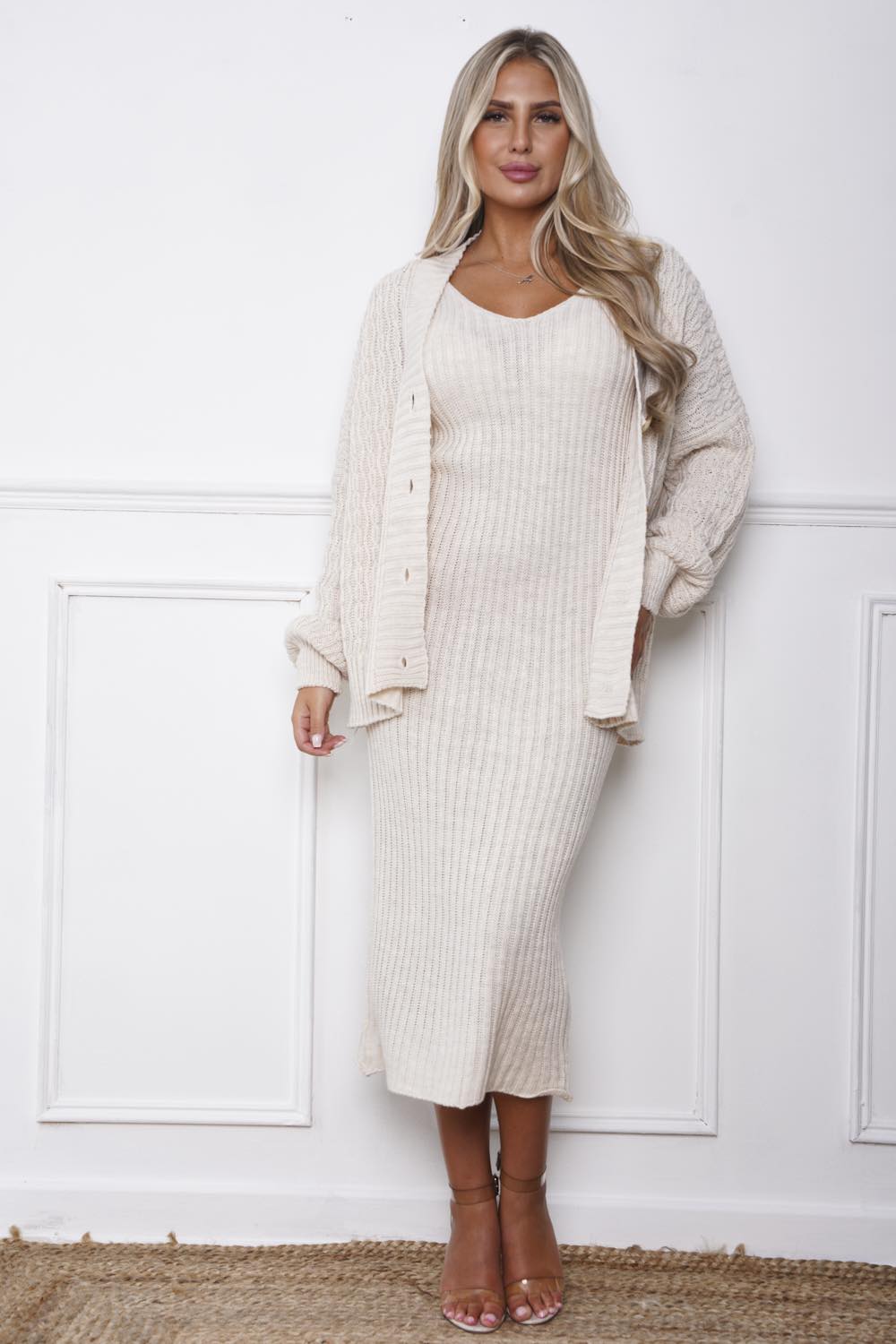 Luella Cardigan & Dress Co Ord Cream