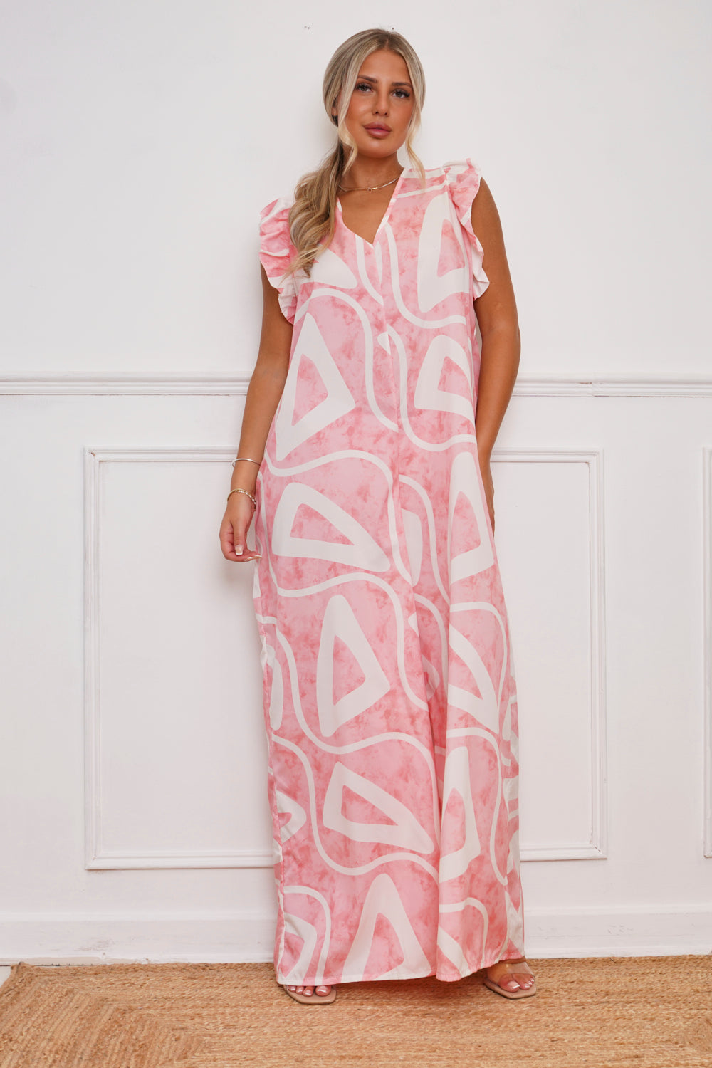 Lavell Swirl Print Jumpsuit Peach