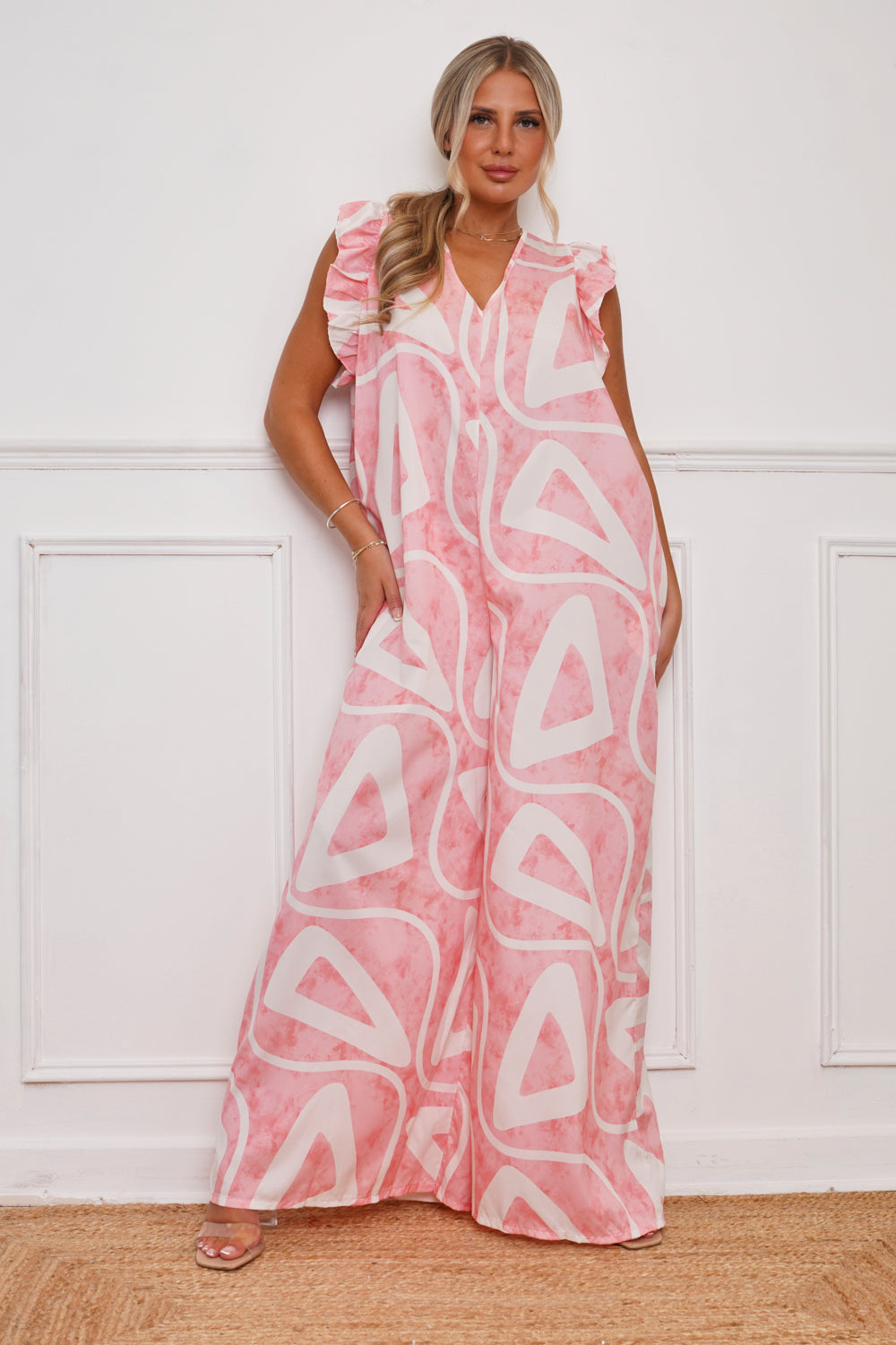 Lavell Swirl Print Jumpsuit Peach