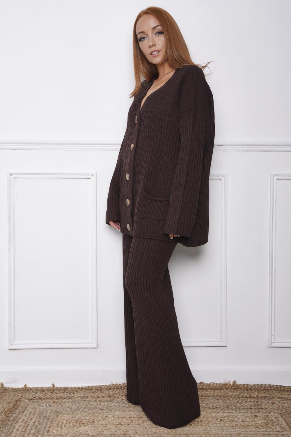 Blyth Cardigan & Trouser Co Ord Brown