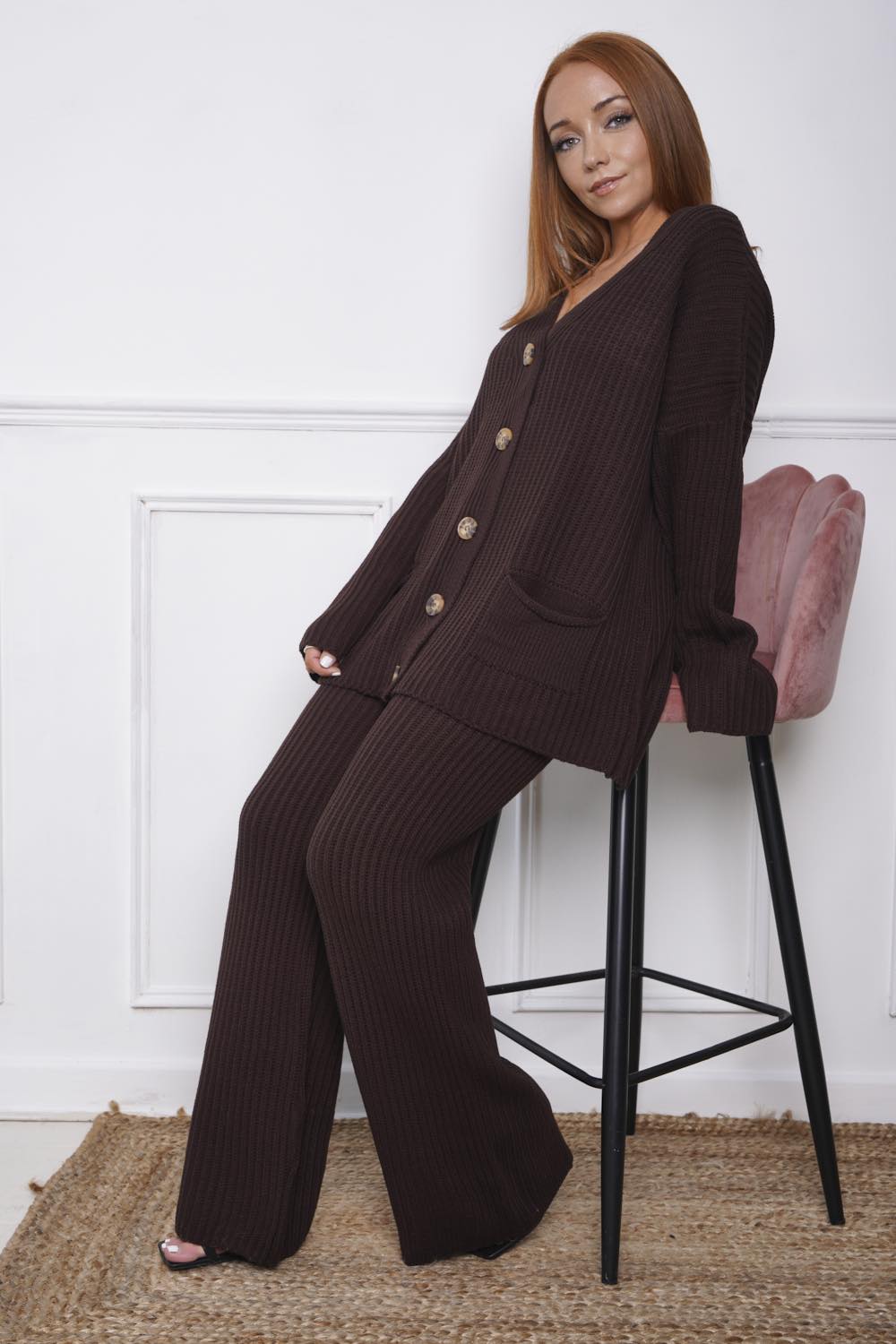Blyth Cardigan & Trouser Co Ord Brown