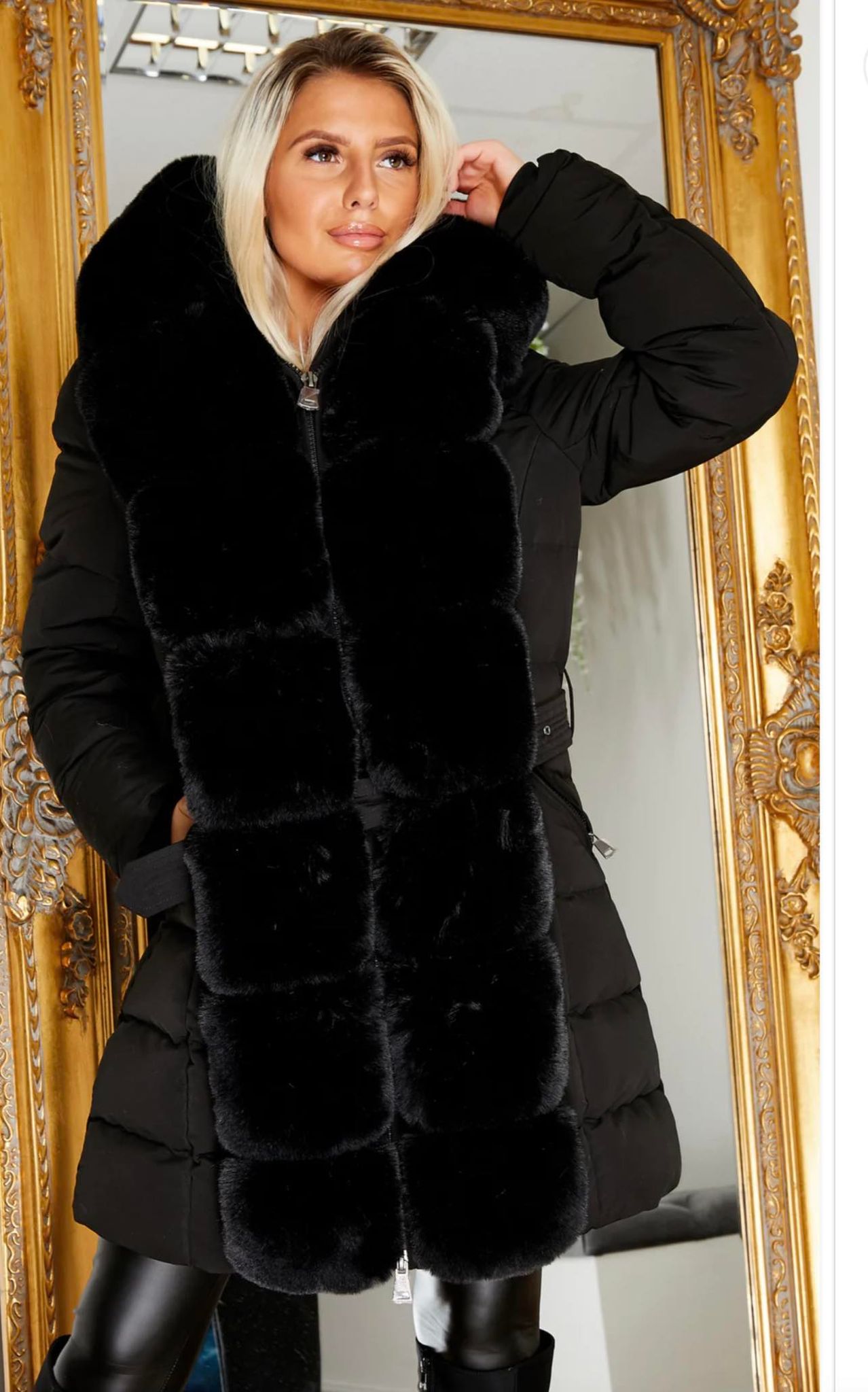 Luxury Faux Fur Hooded Coat