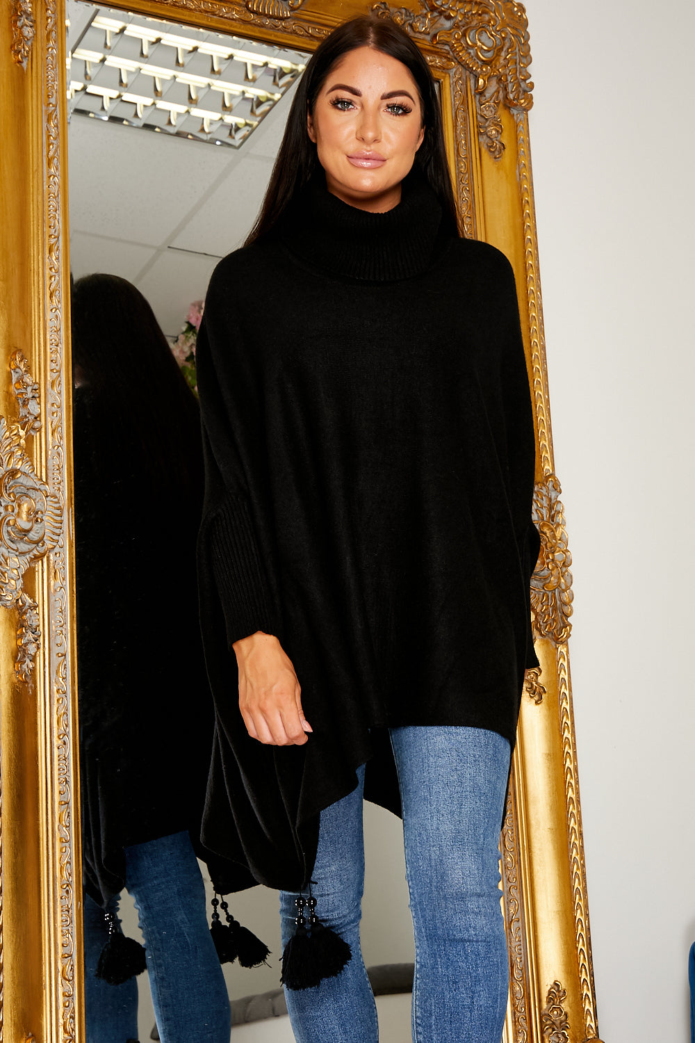 Pomi Roll Neck Luxury Jumper Black
