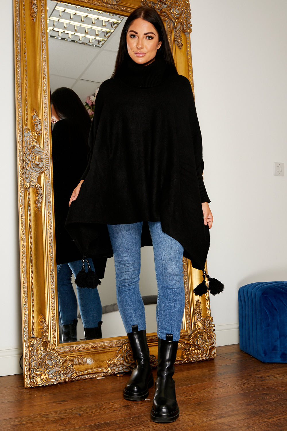 Pomi Roll Neck Luxury Jumper Black