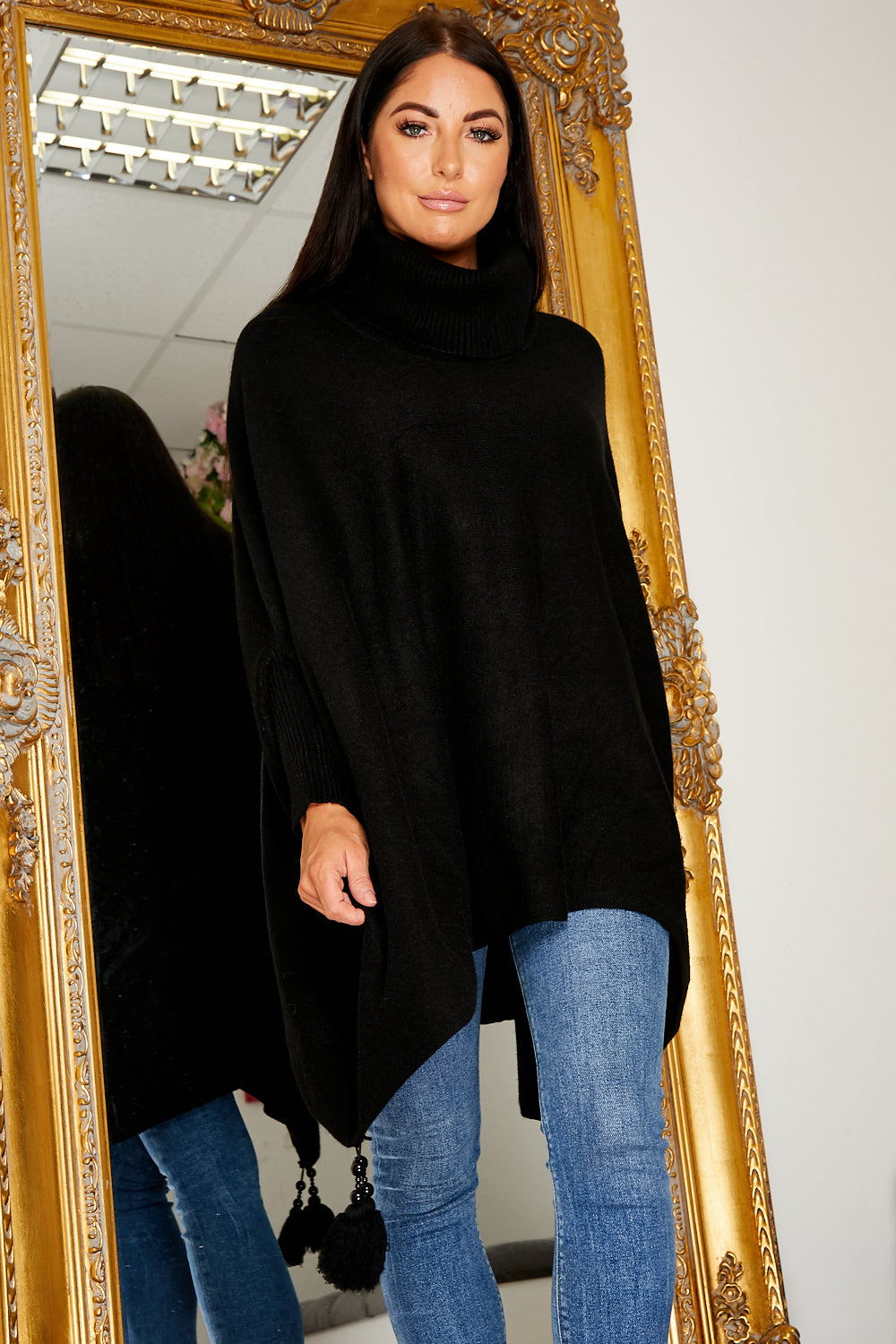 Pomi Roll Neck Luxury Jumper Black
