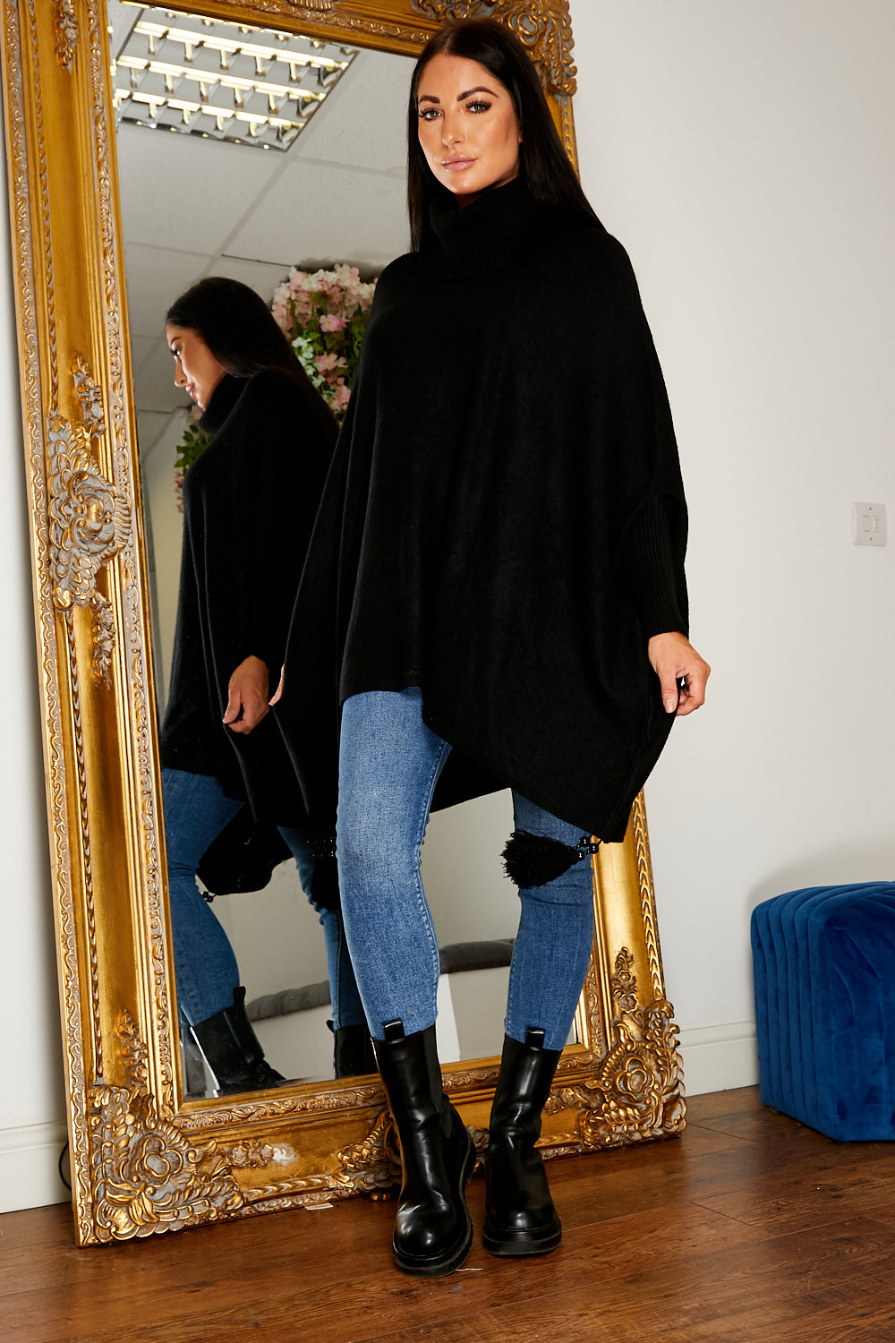 Pomi Roll Neck Luxury Jumper Black