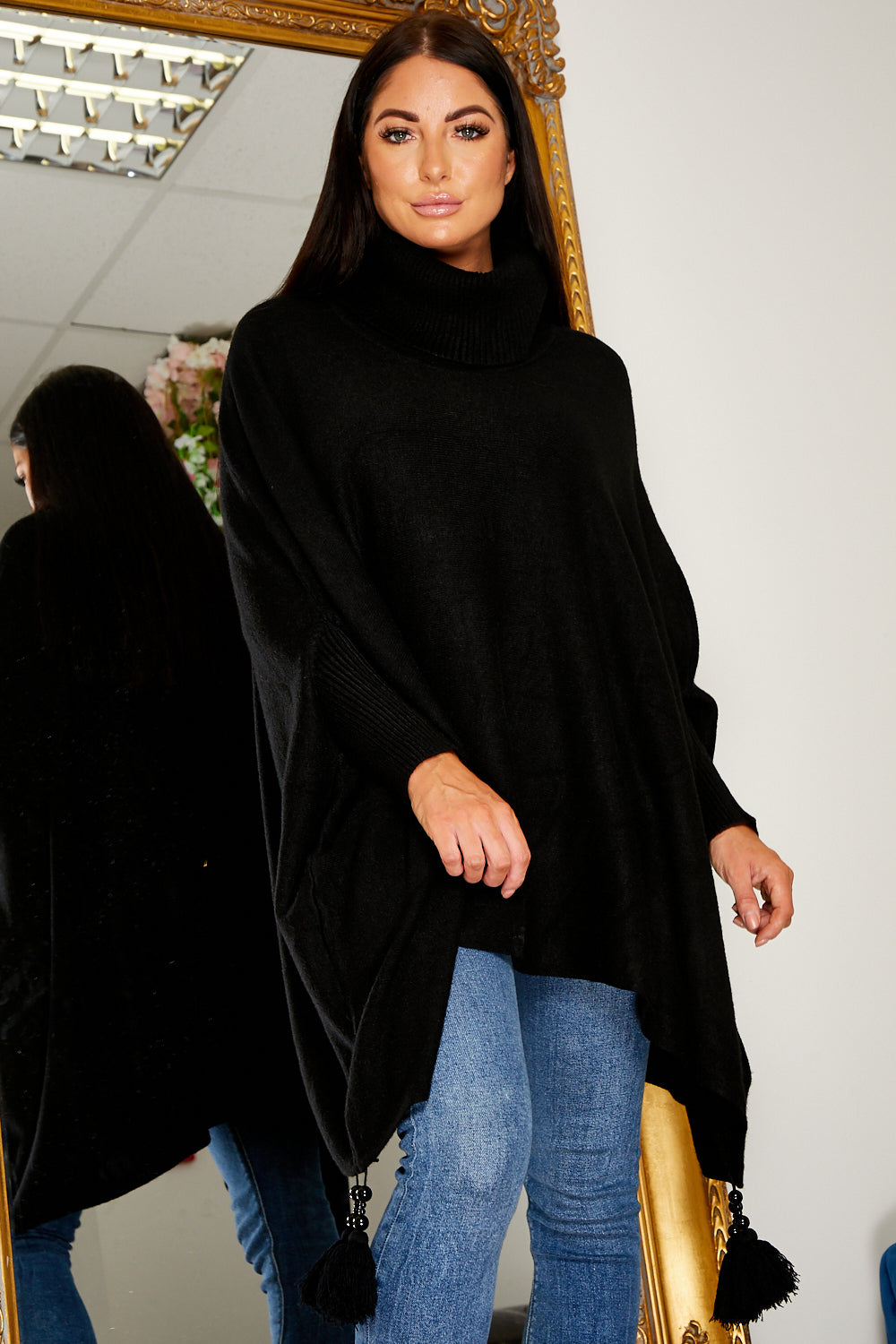 Pomi Roll Neck Luxury Jumper Black