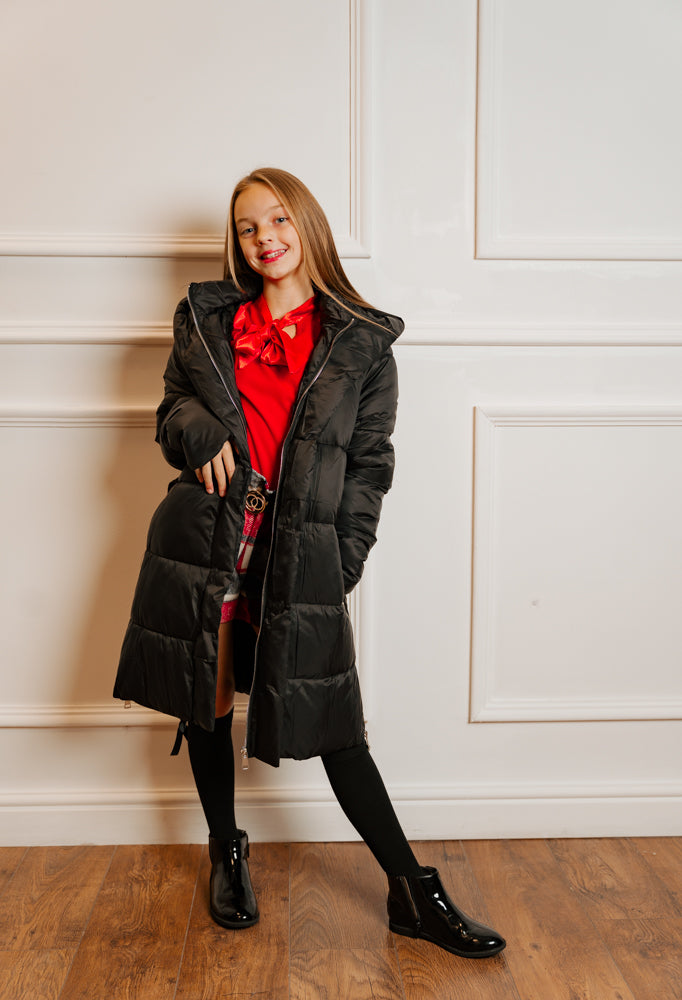 Mini Attire panel padded coat & bag BLACK